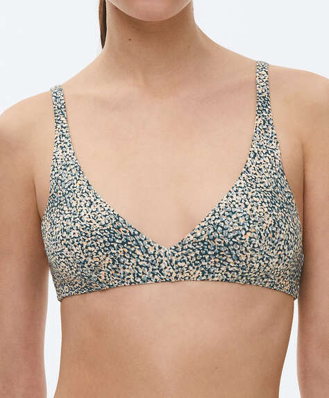 Abstract print extra-soft halter bikini top