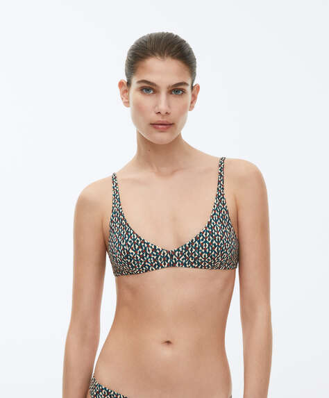 Diamond print extra-soft halter bikini top