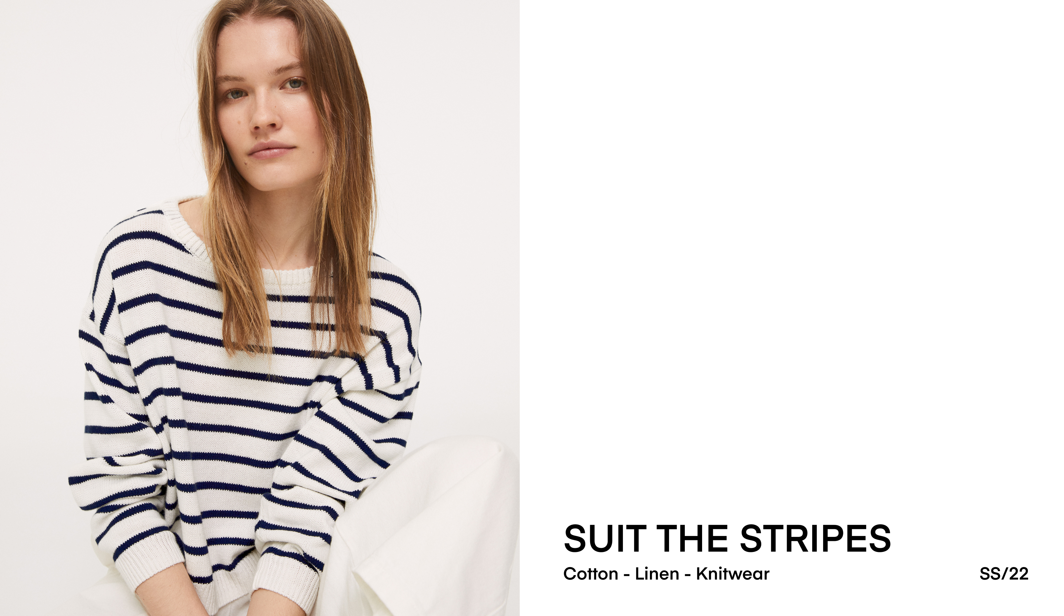 Striped cotton and linen knit jumper