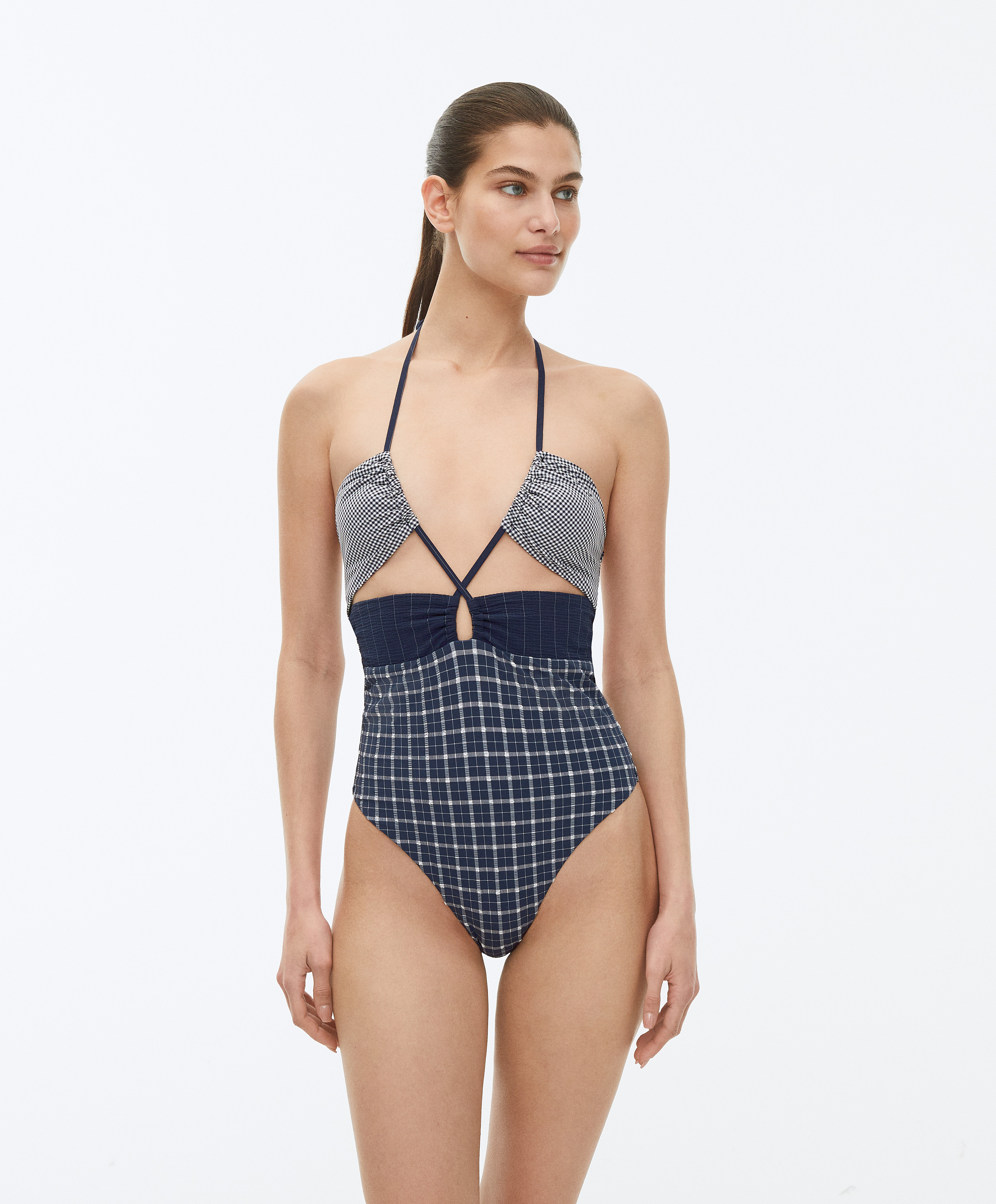 Patchwork openings swimsuit