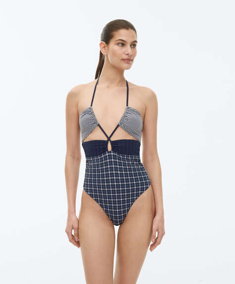 Patchwork openings swimsuit