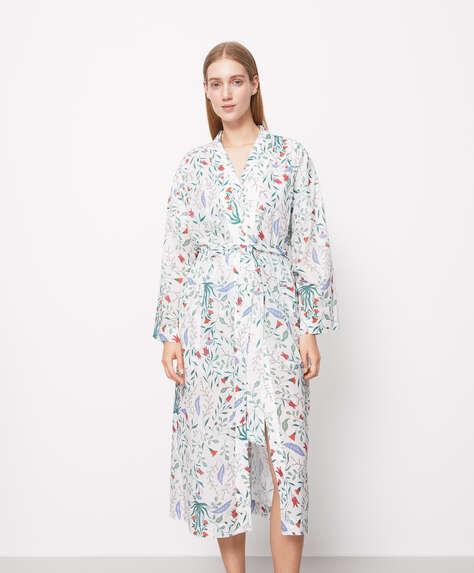 100% cotton floral dressing gown