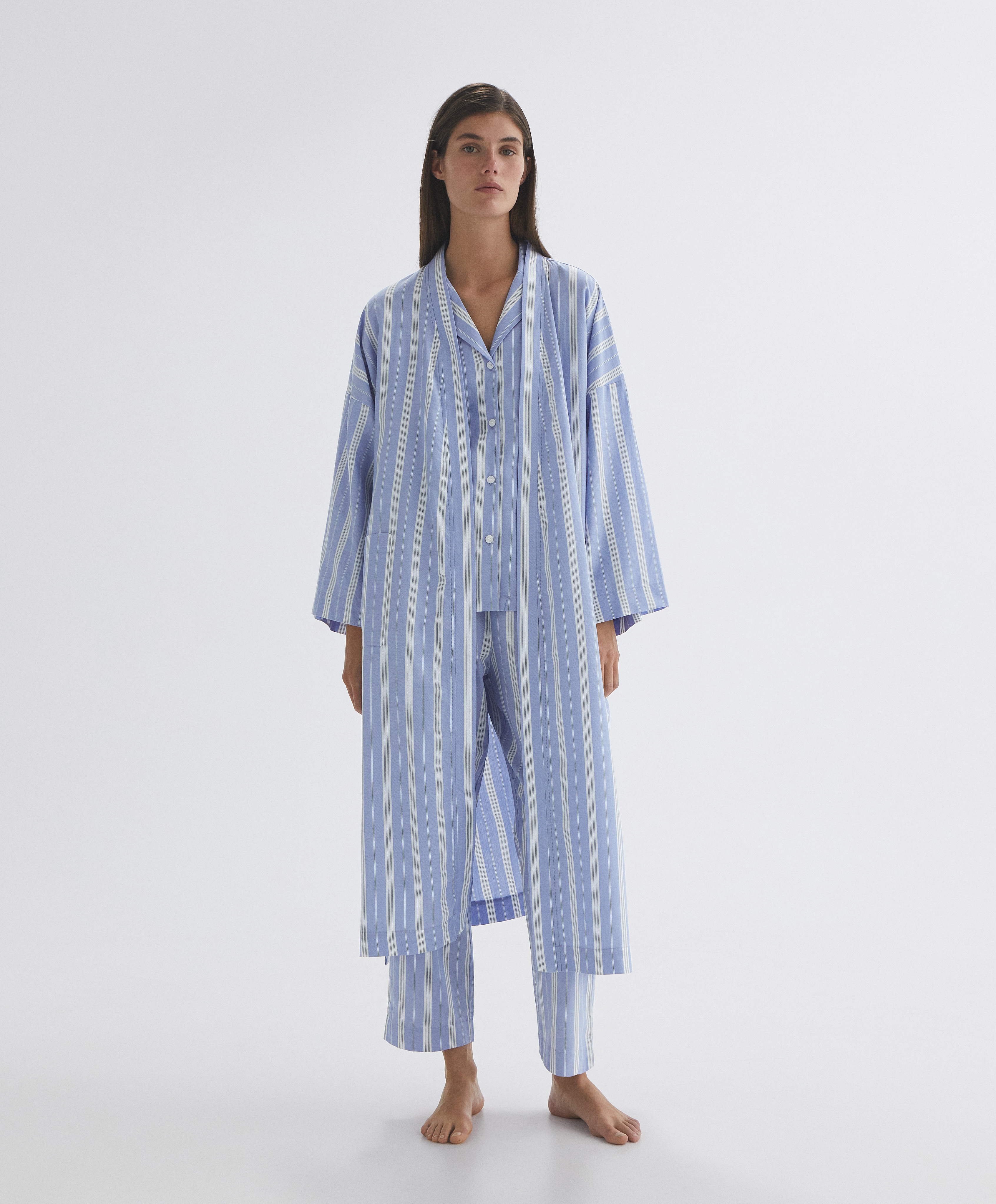 100% cotton stripe dressing gown