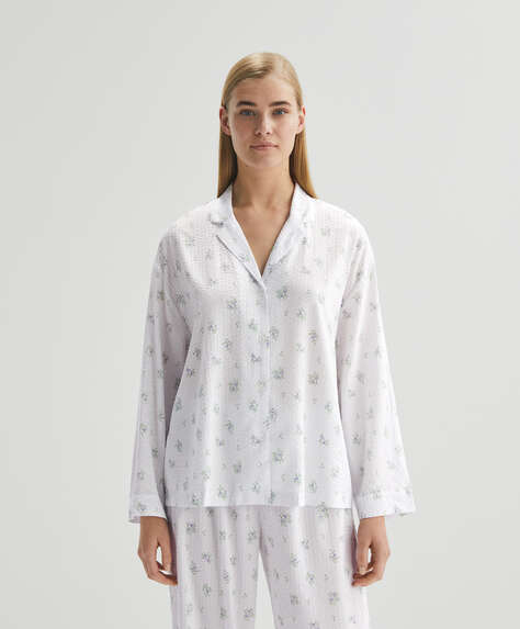 Floral long-sleeved shirt - Top half - SHIRT PYJAMAS - SLEEP | OYSHO  Monténégro