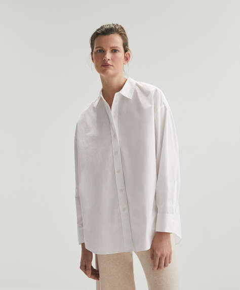 Camisa oversize de manga comprida 100% algodão