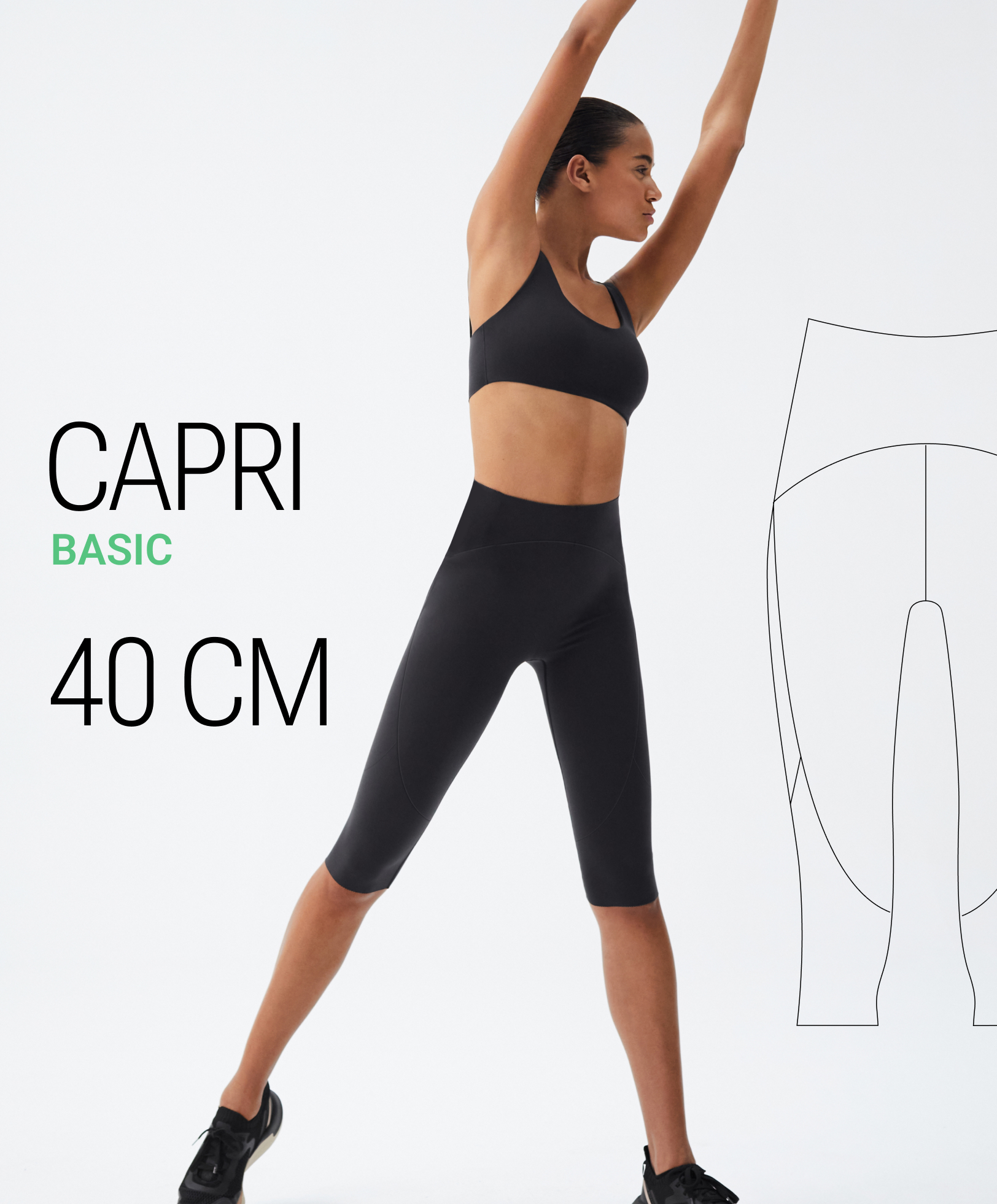 Compressive 40cm capri leggings