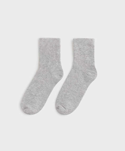 Ribbed cotton quarter socks