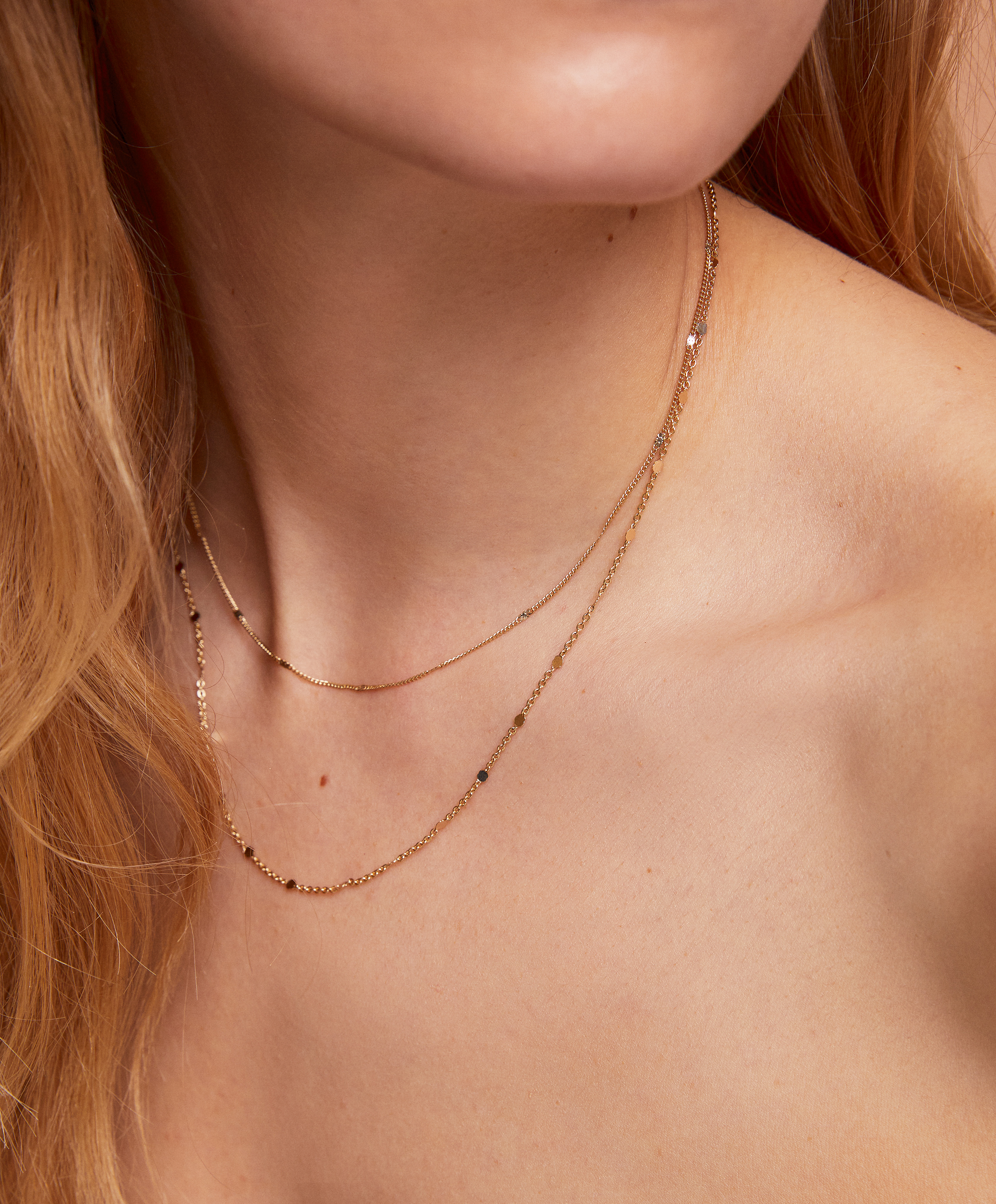 18k gold-plated double necklace