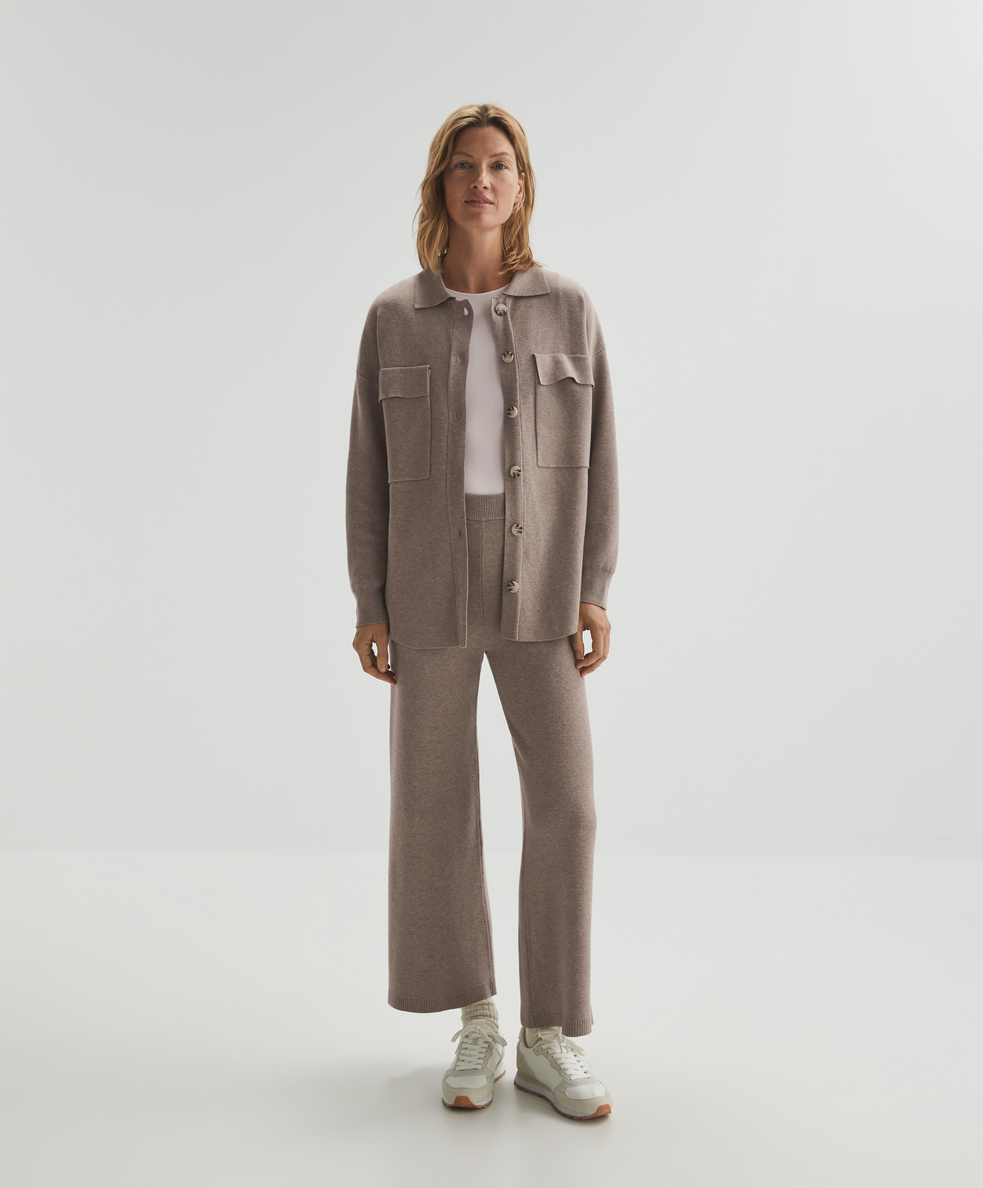 Wide-leg knit trousers - | OYSHO Armenia