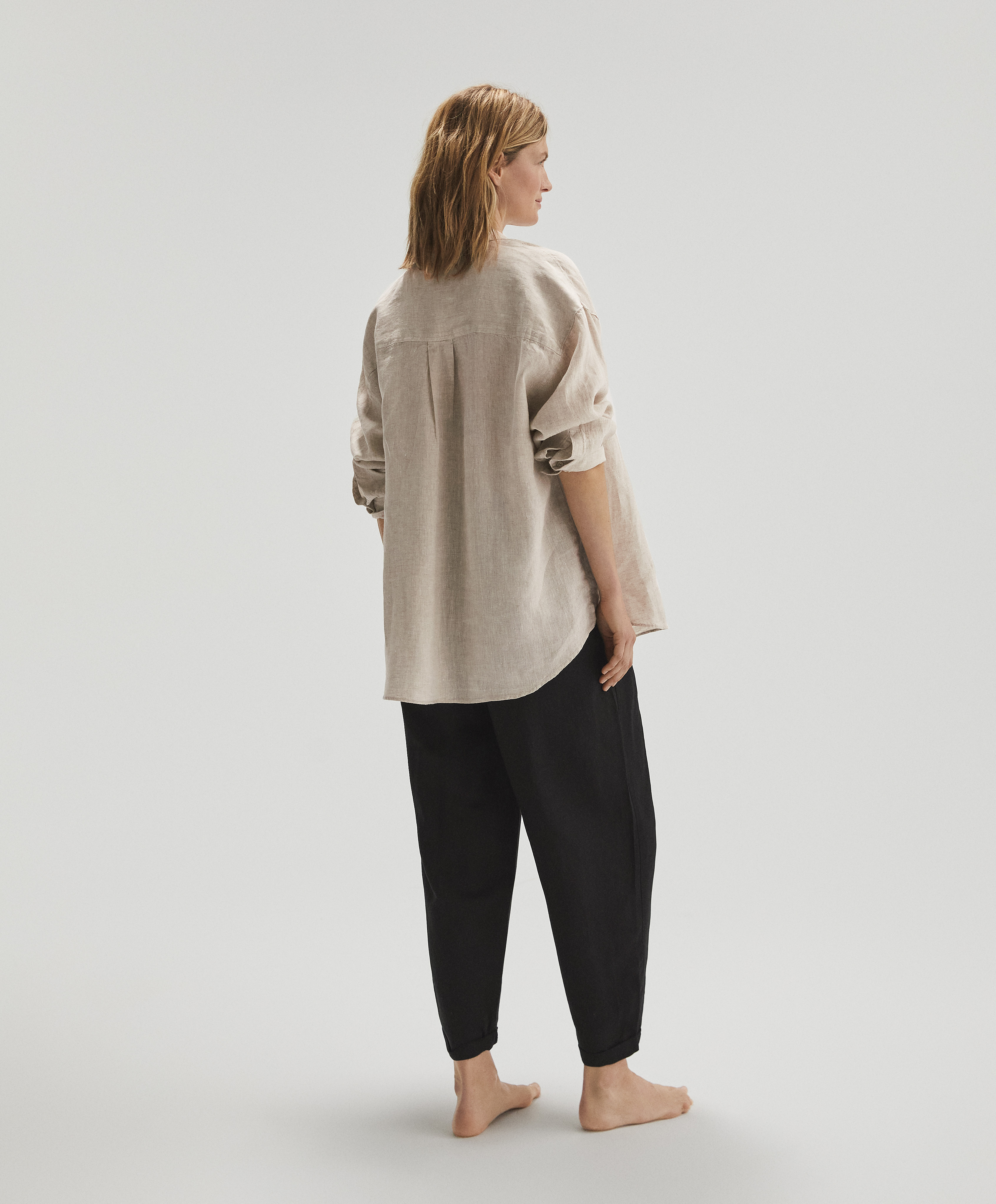 Pantaloni barrel in lino - Beachwear | OYSHO Italia
