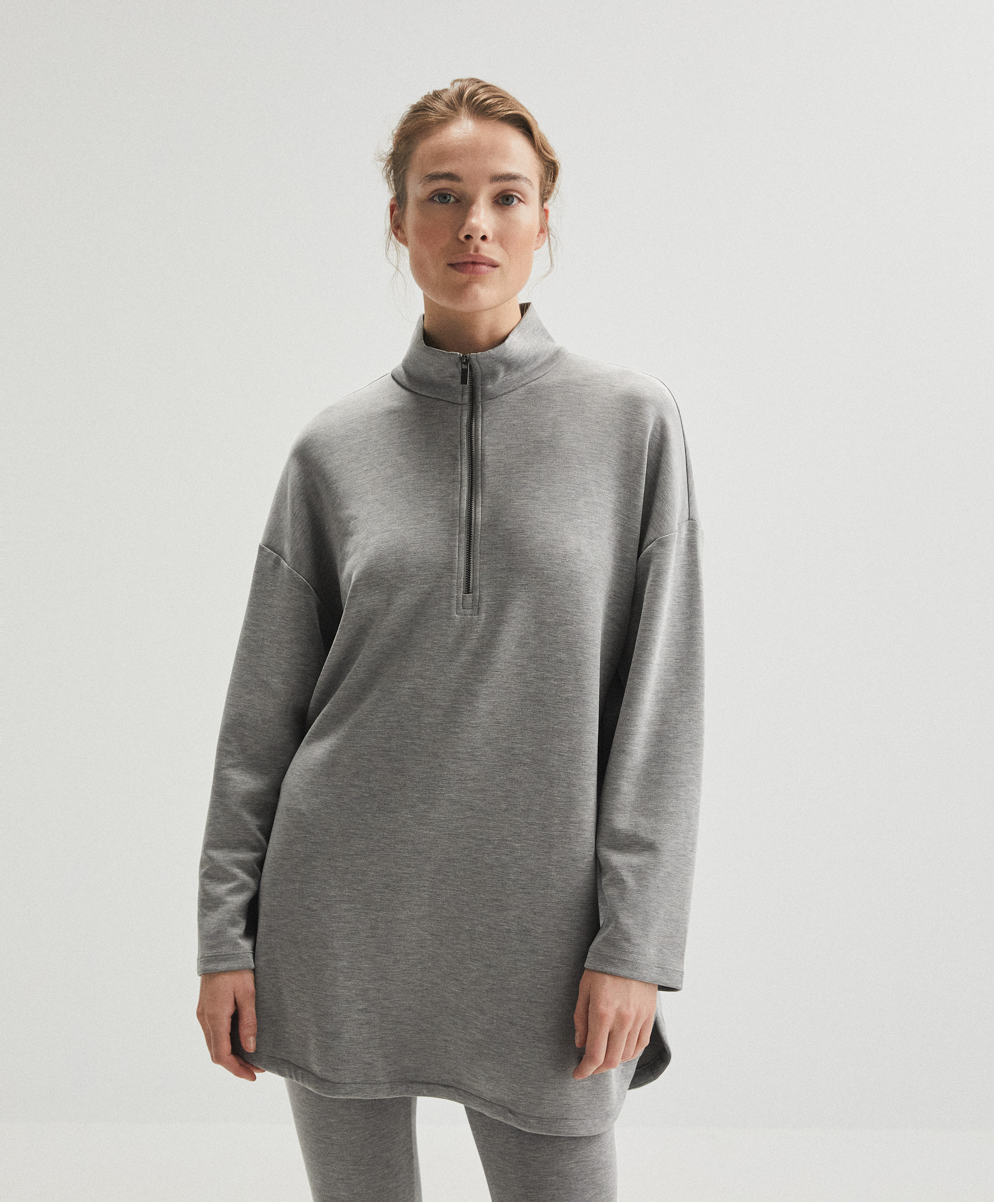 Oversize long-length sweatshirt in soft touch modal