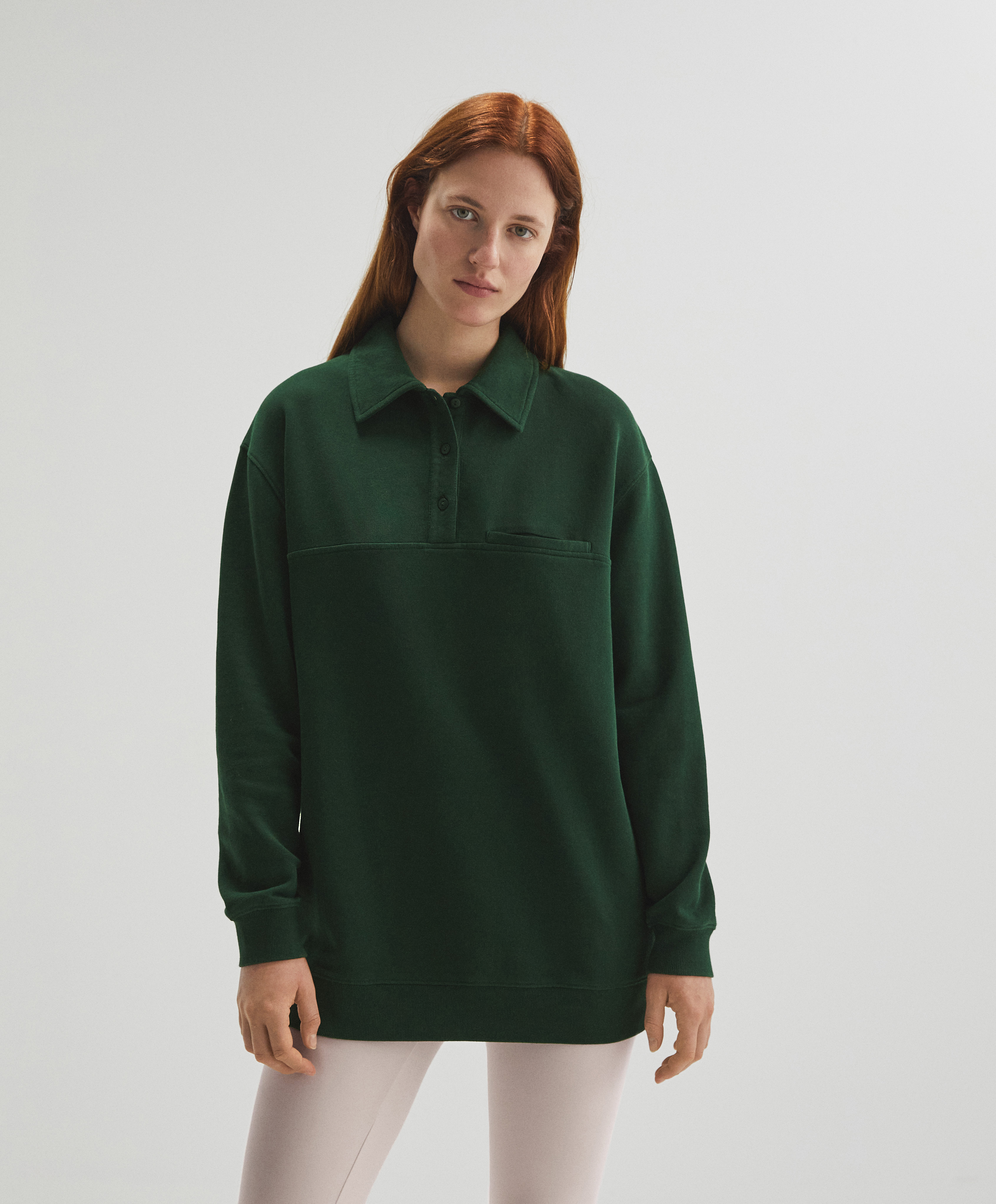 Oversize 100% cotton polo sweatshirt