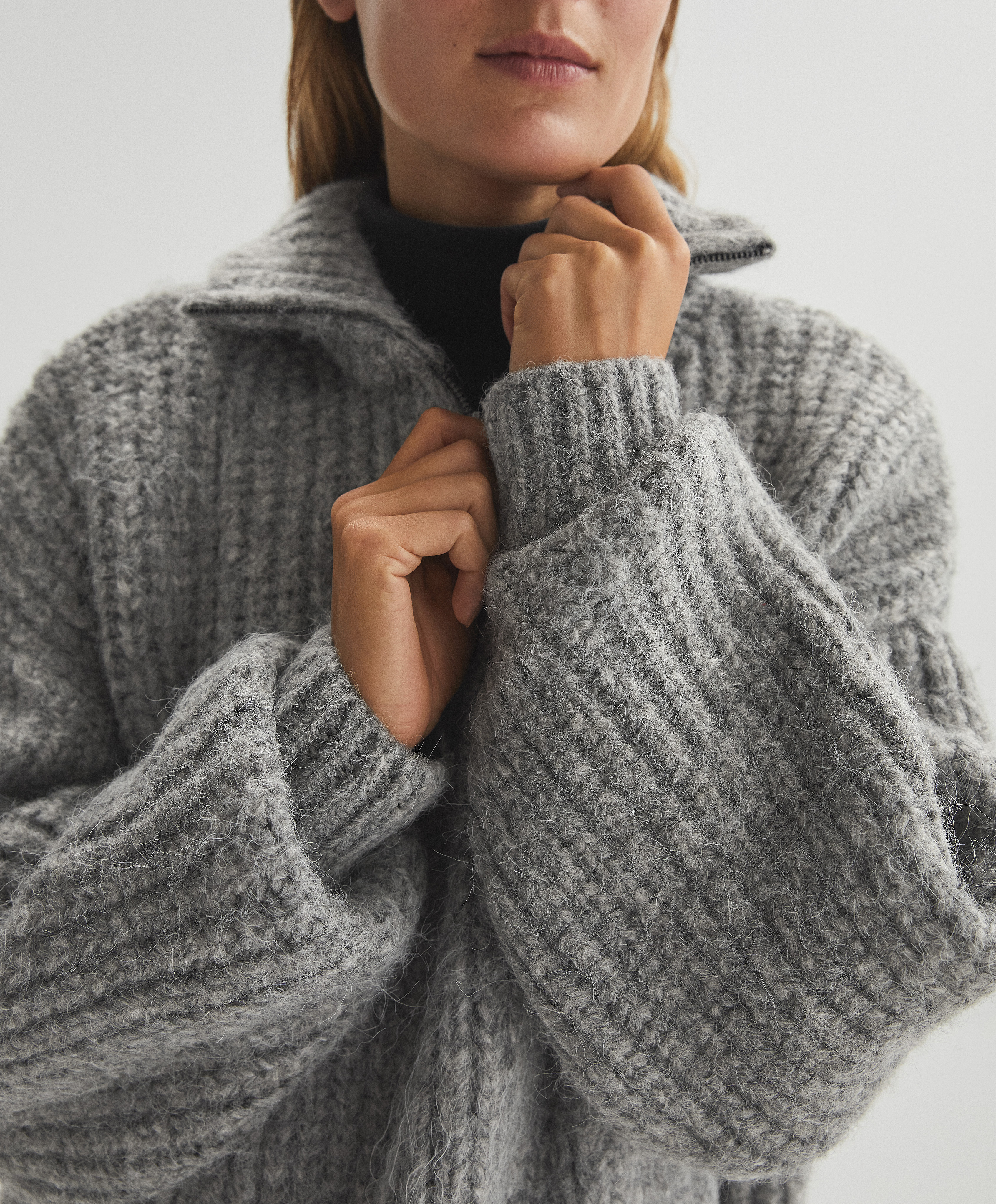 grey chunky knit jumper