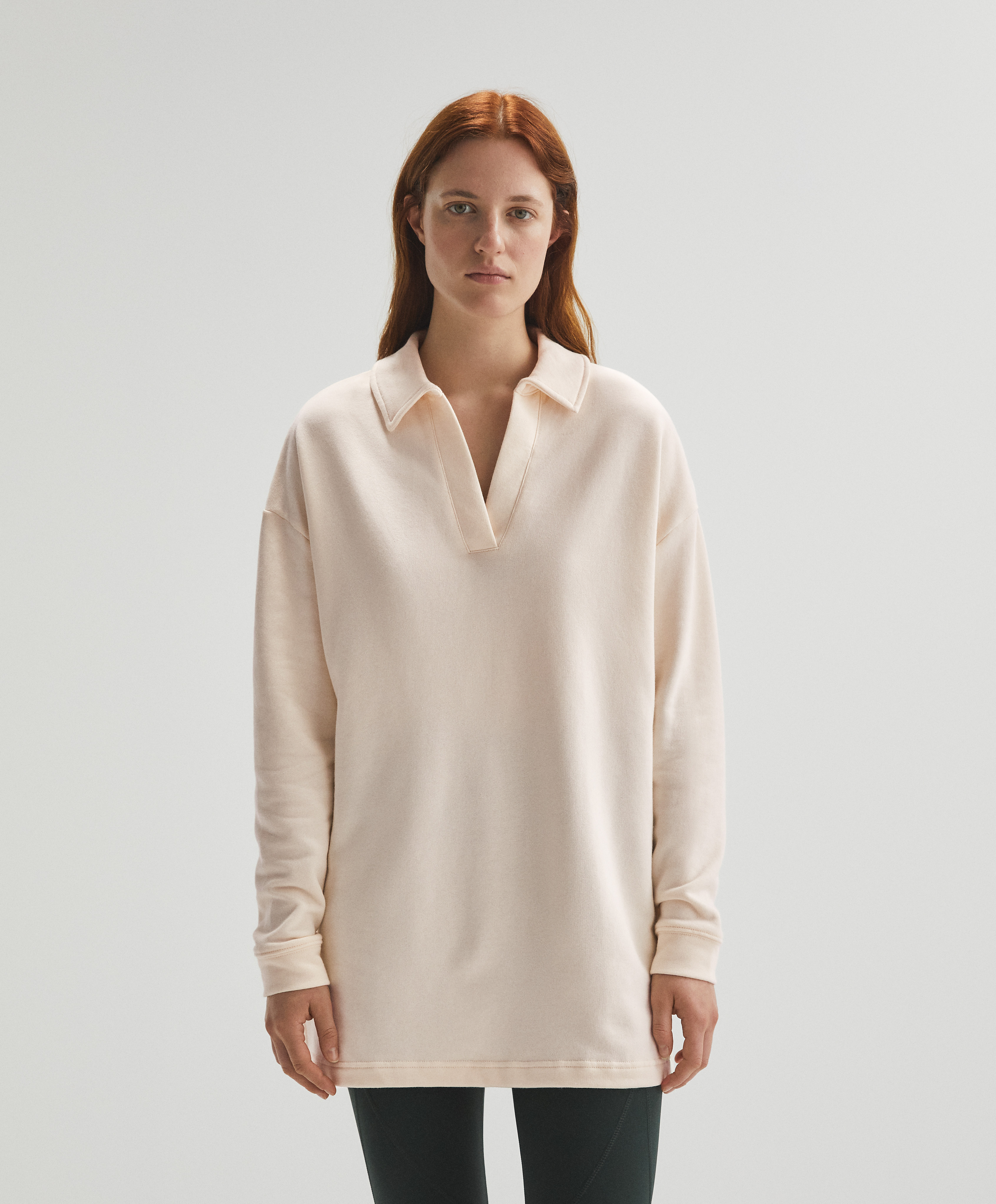Langärmeliges Polo-Sweatshirt aus 100 % Baumwolle