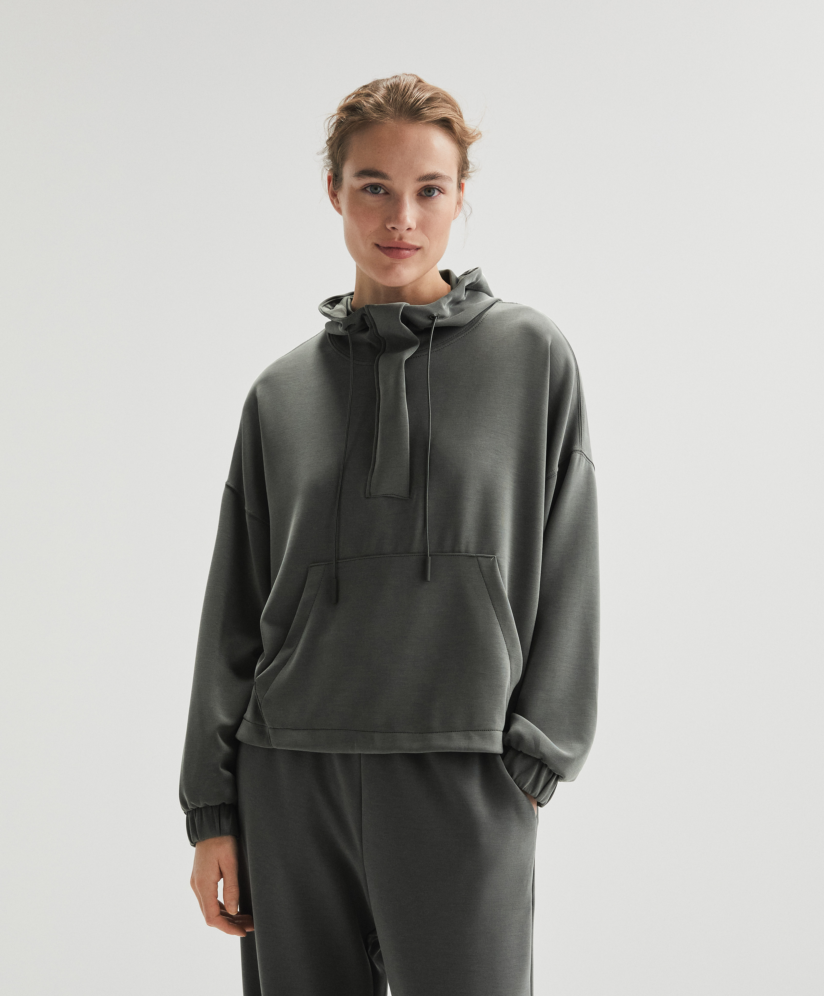 Soft touch modal sweatshirt with zip