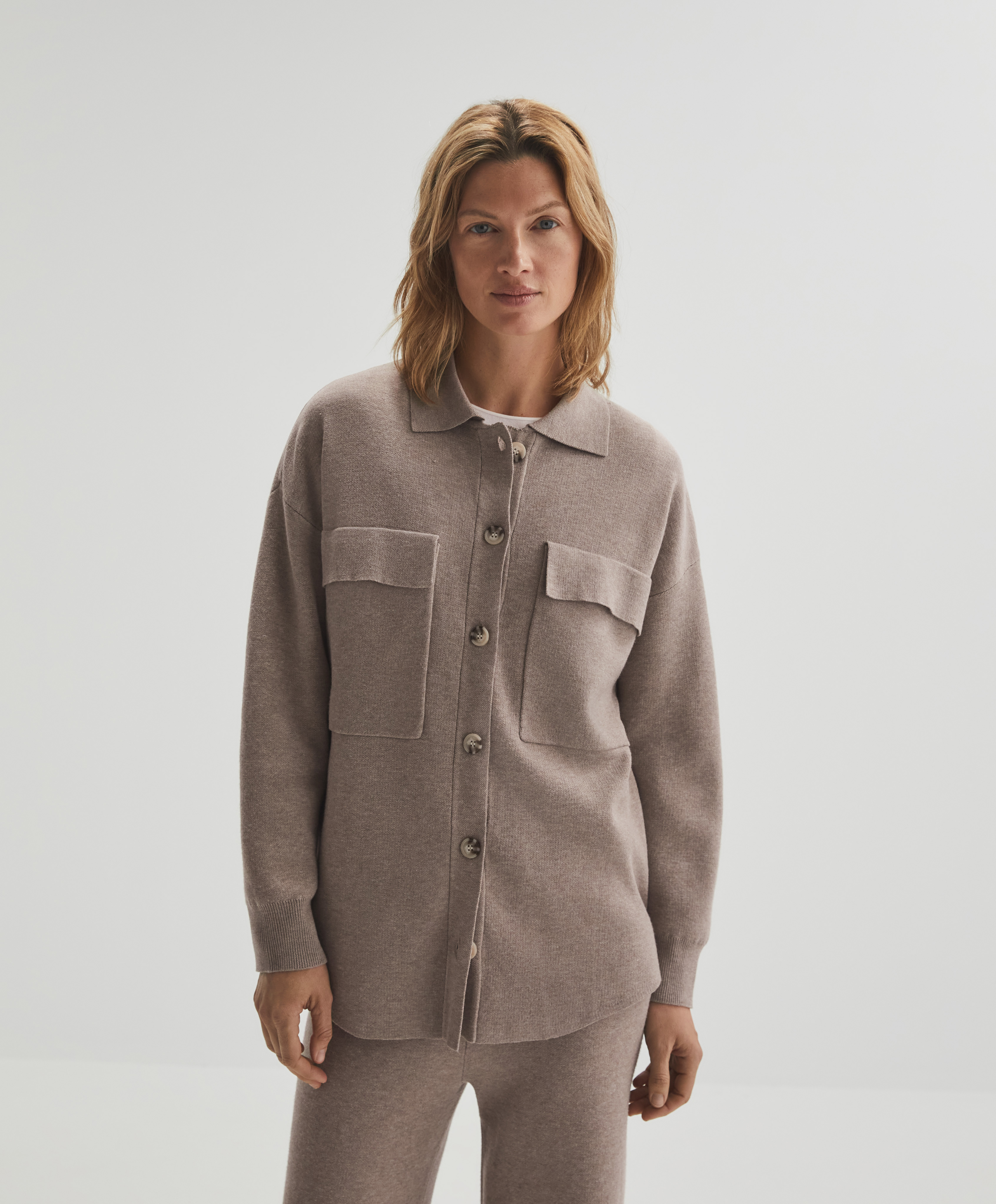 Knit overshirt with pockets