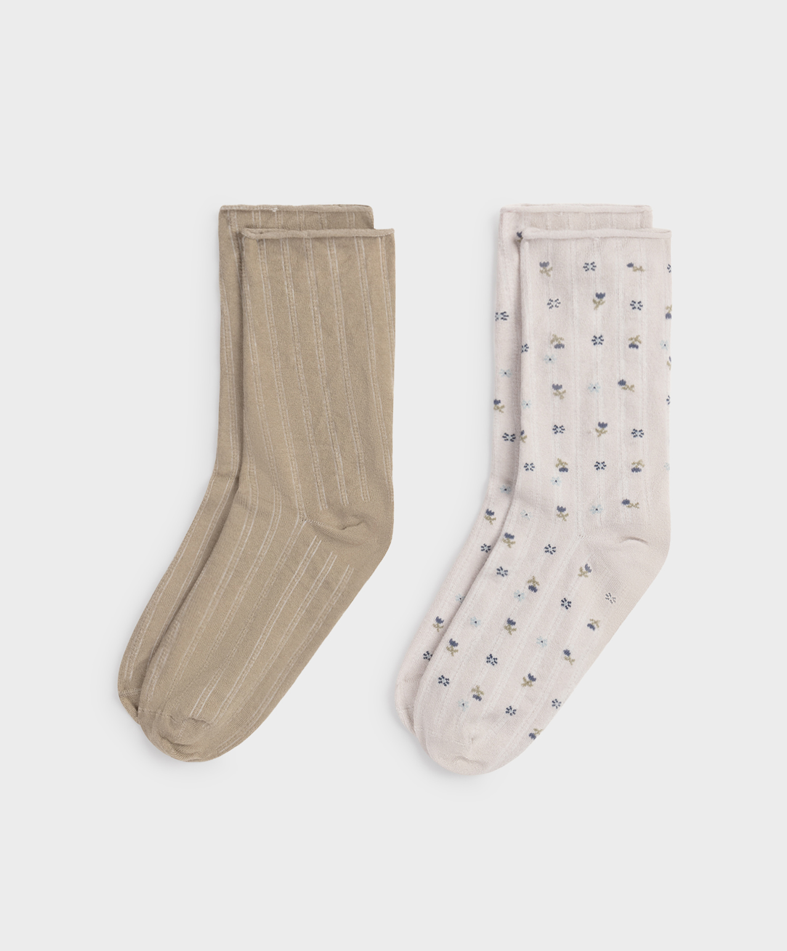 2 paires de chaussettes mi-hautes en micromodal soft touch à motif