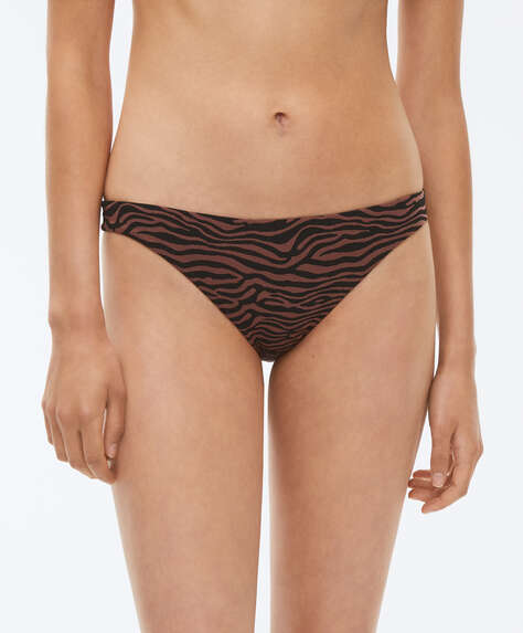 Zebra textured Brazilian bikini briefs
