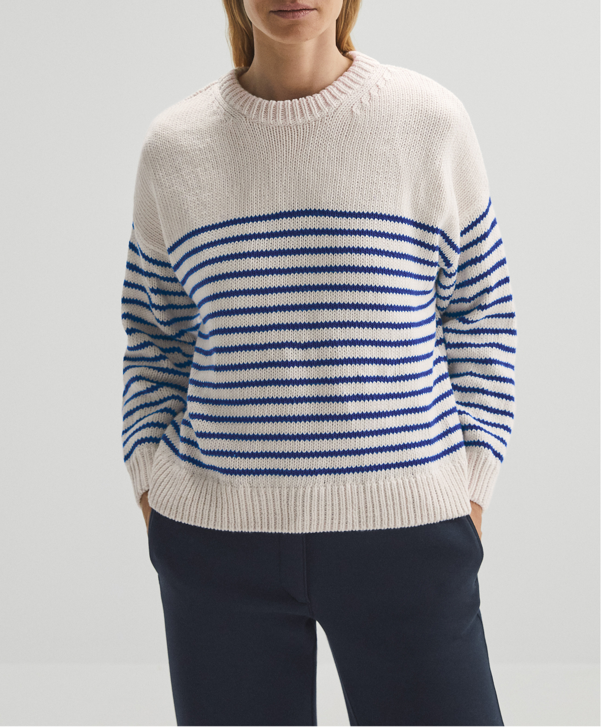 Striped 100% cotton knit jumper