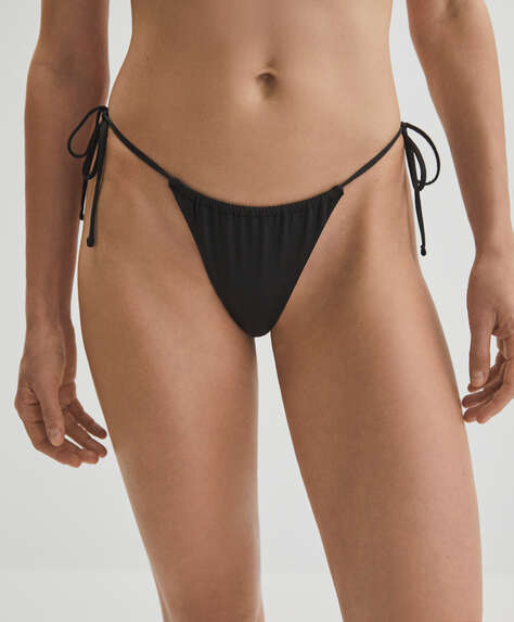 Bas de bikini brésilien slim à nœuds coupe en U