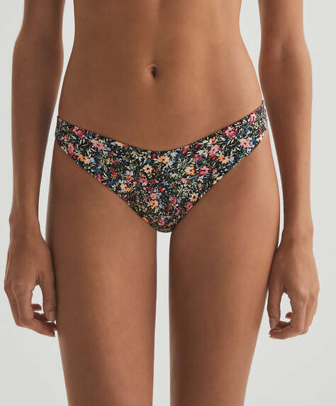 Floral print mid-rise bikini briefs