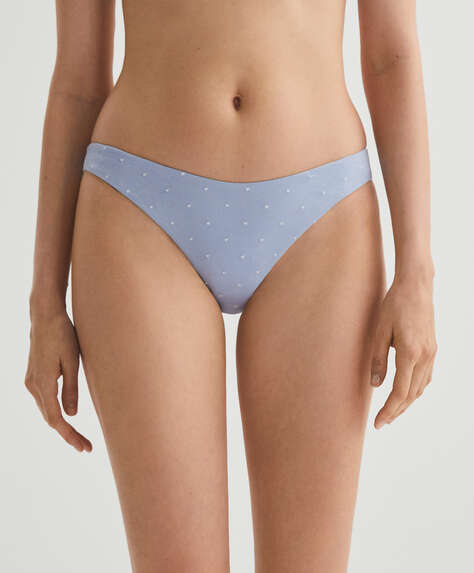 Medium-coverage bikini briefs with U-cut and embroidered dots