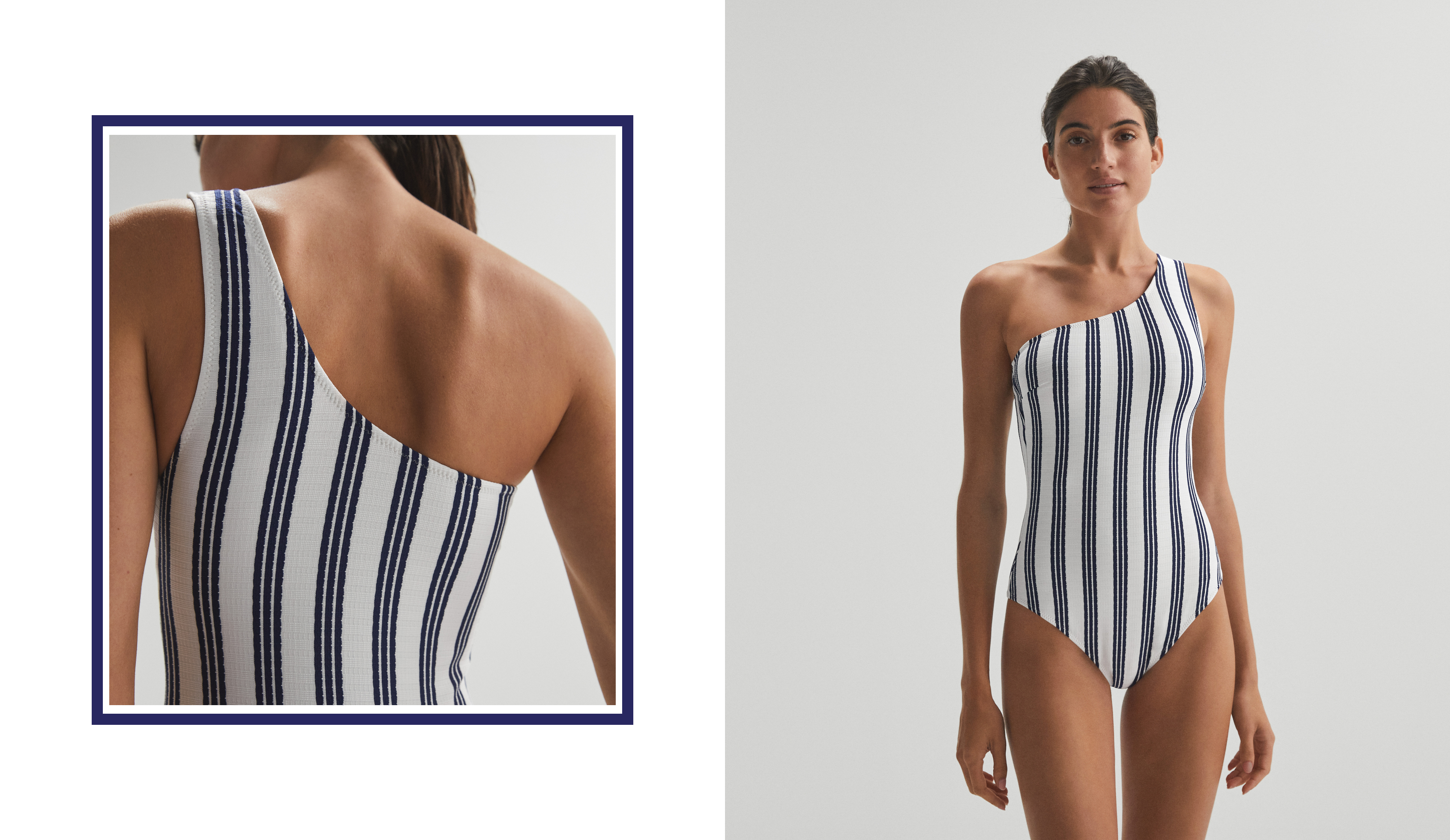 Striped asymmetric swimsuit