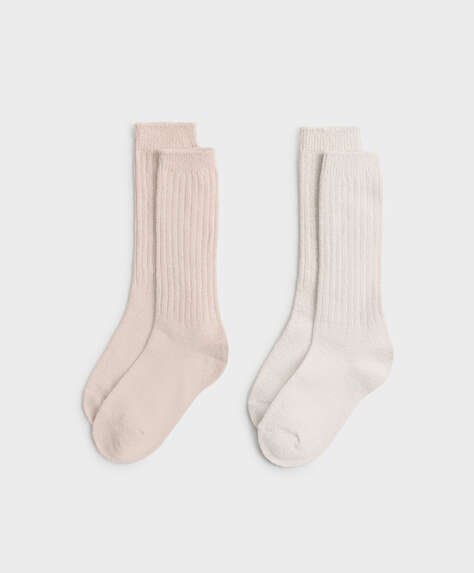 2 ζευγάρια χοντρές κάλτσες μεσαίου μήκους ριμπ