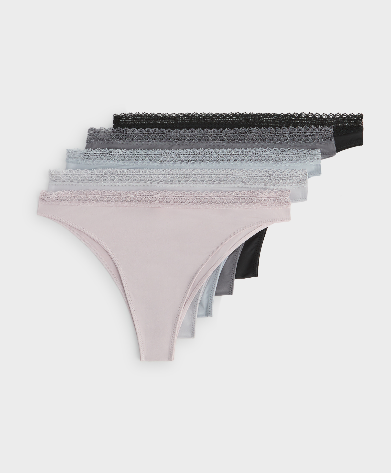 5 Brazilian briefs in polyamide with lace trim