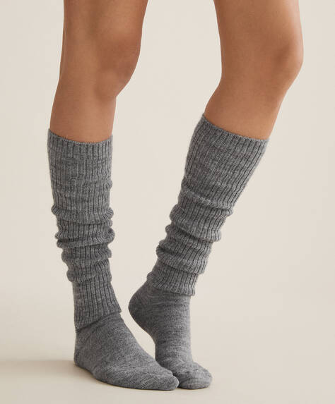 Long ribbed wool socks