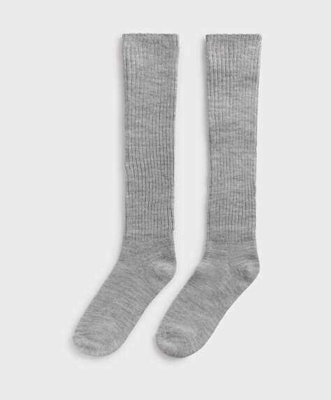 Long ribbed wool socks