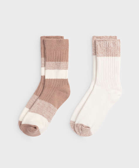2 ζευγάρια χοντρές κάλτσες μεσαίου μήκους