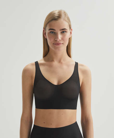 Siliconised tulle triangle bra