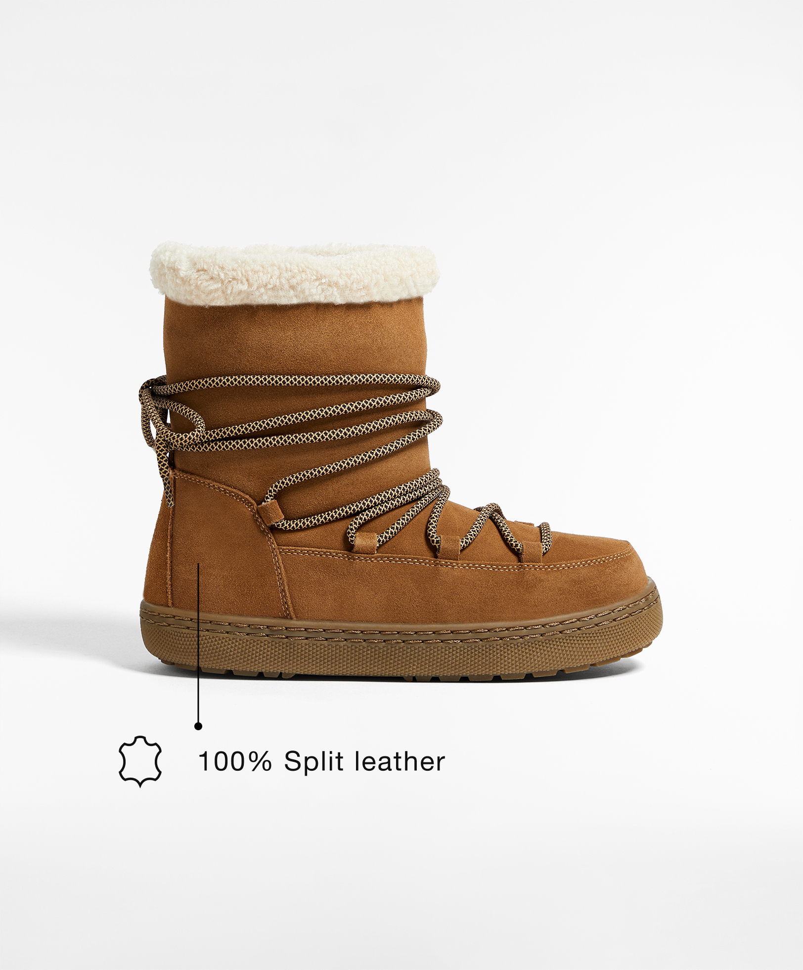 Après-ski boots with 100% split leather upper