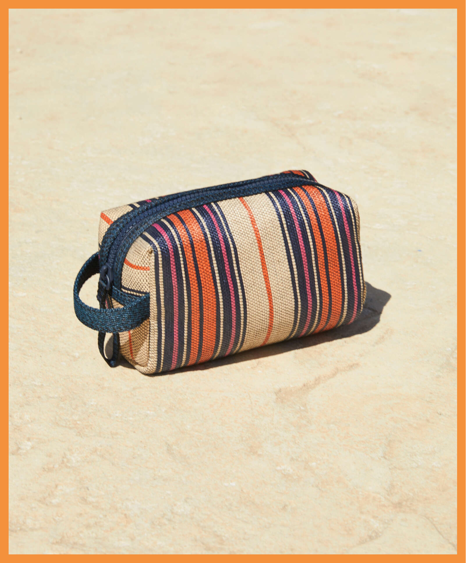 Striped toiletry bag