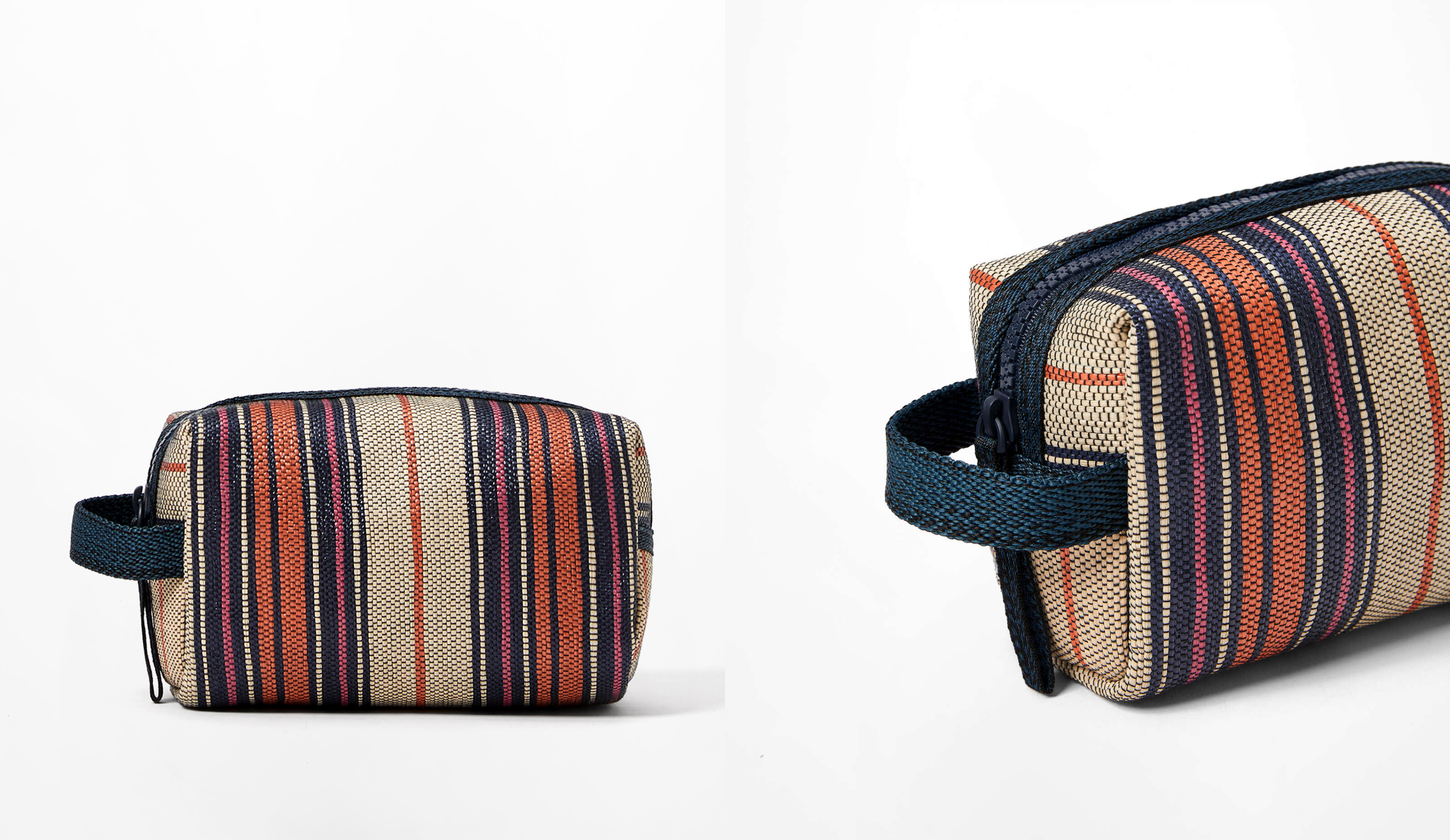 Striped toiletry bag