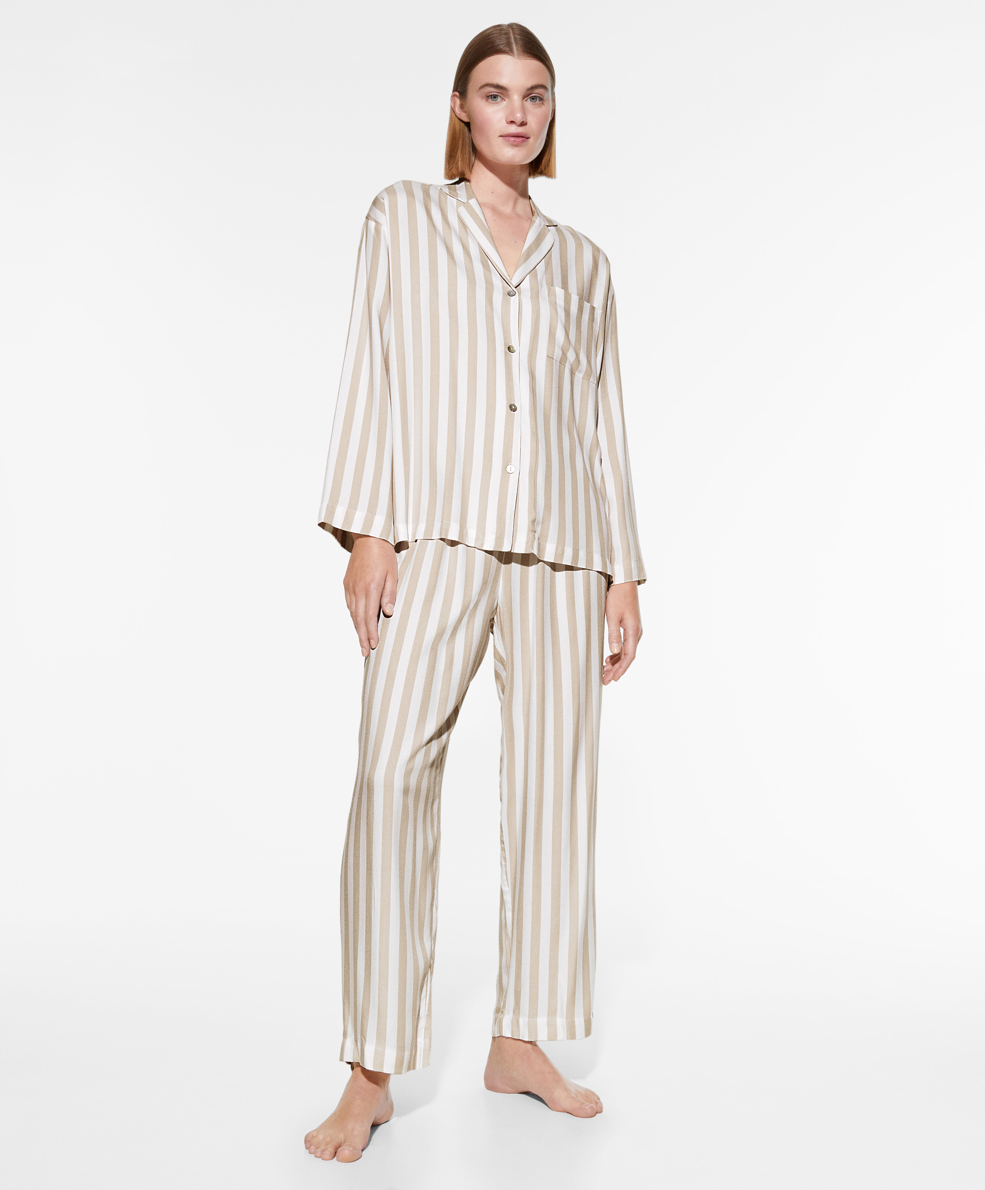 Stripe long pyjama set