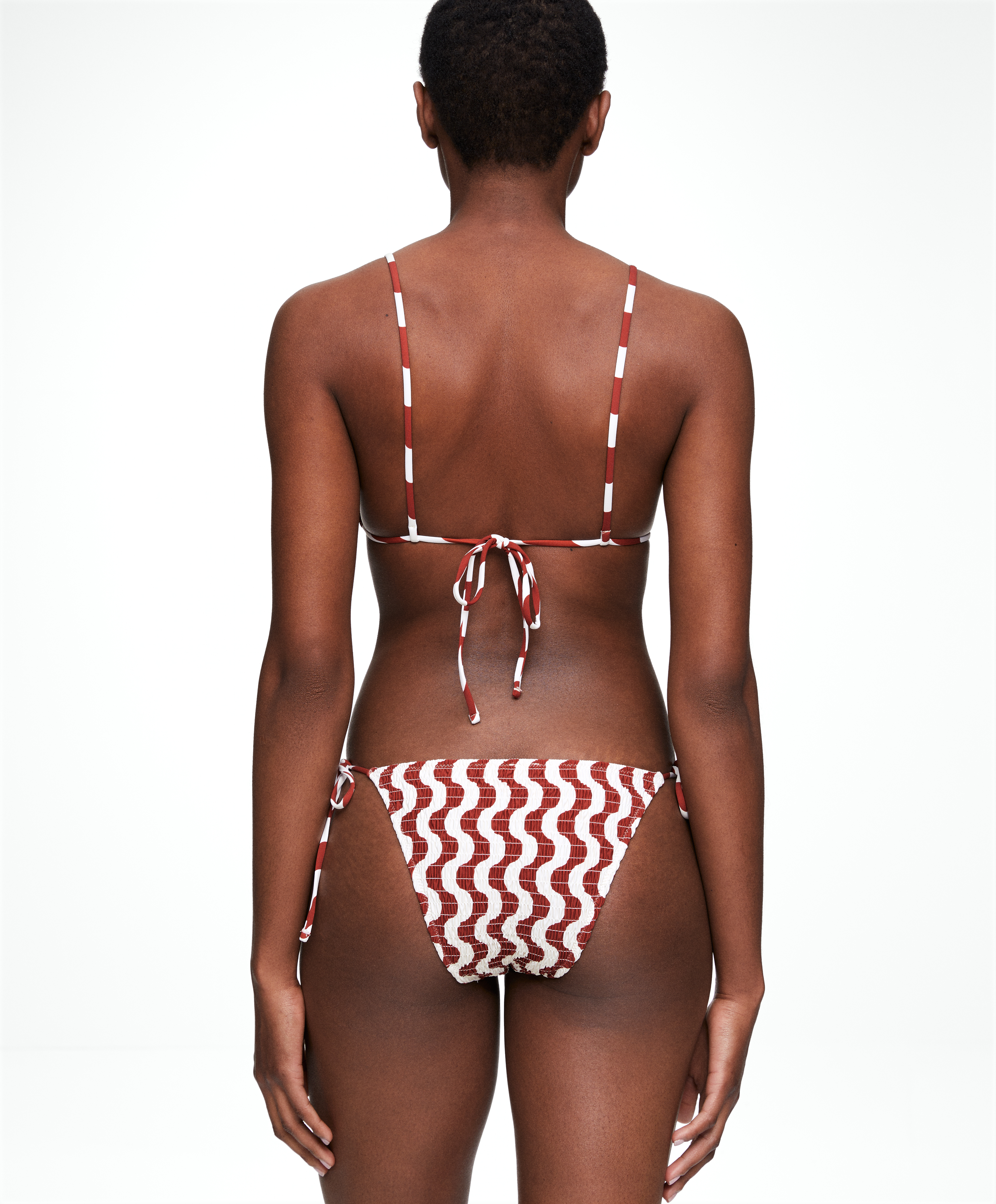 Smock triangle bikini with medium-coverage briefs with ties