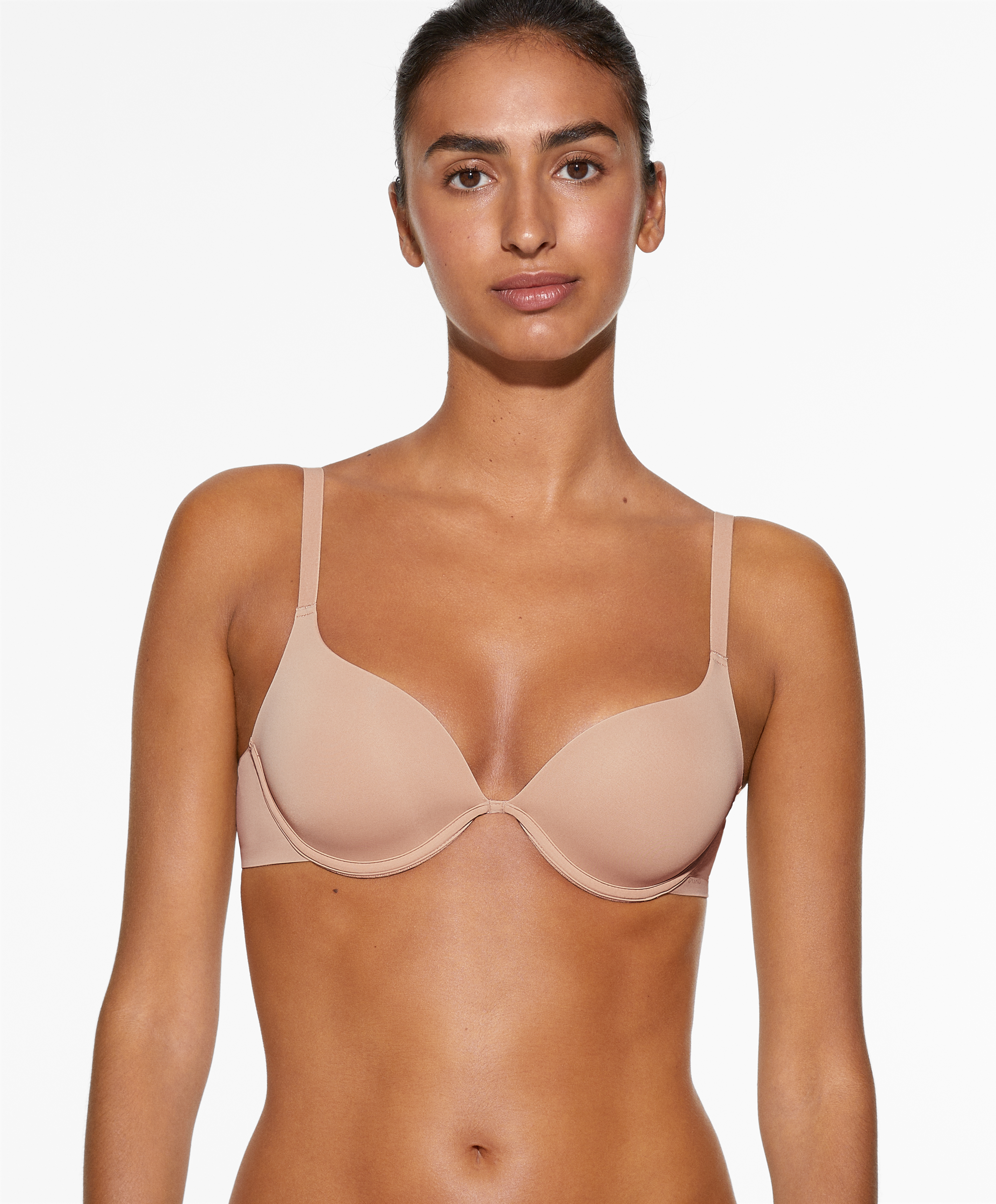 Continuous-underwire polyamide blend classic bra