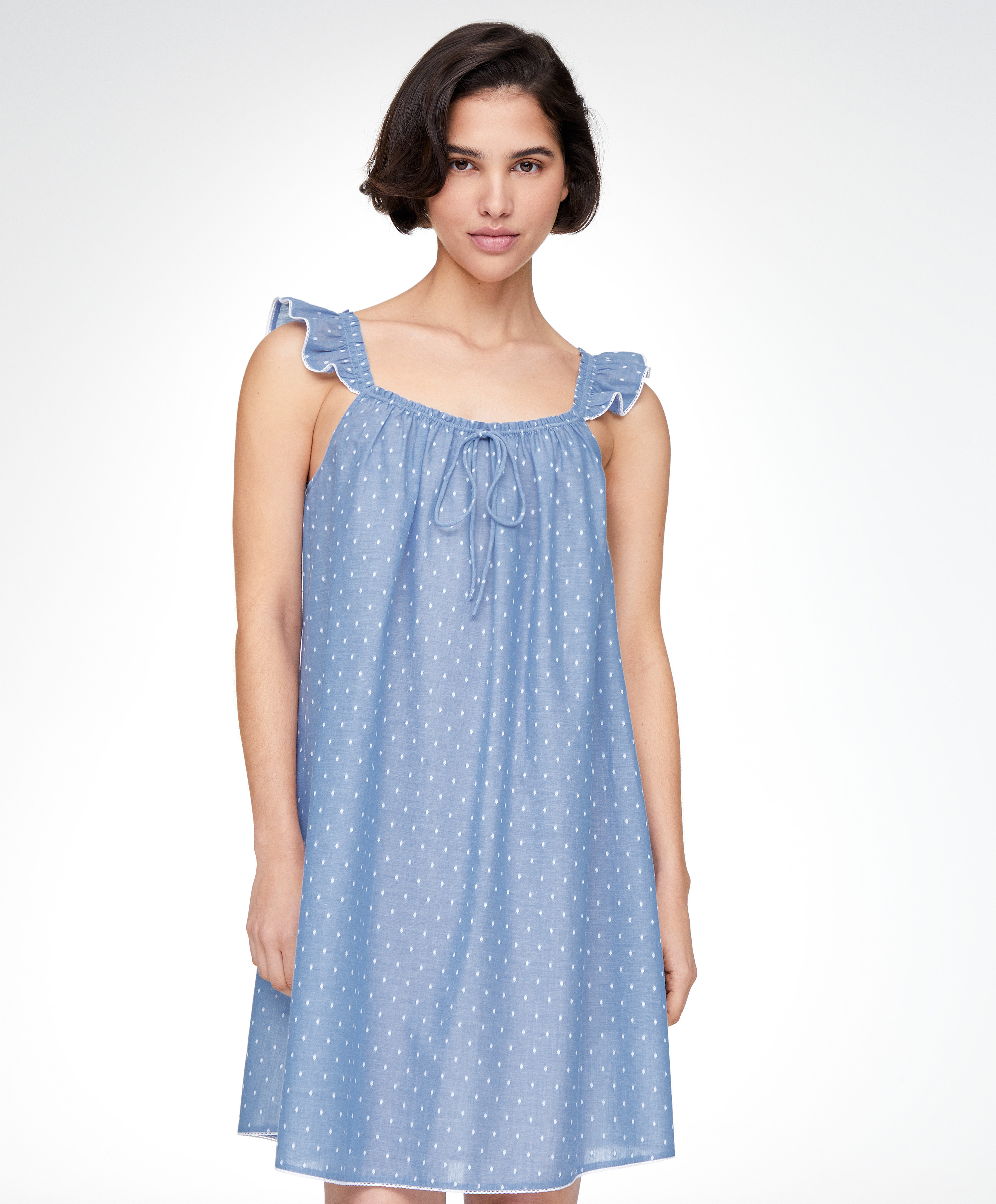 Chemise de nuit courte en plumetis 100 coton