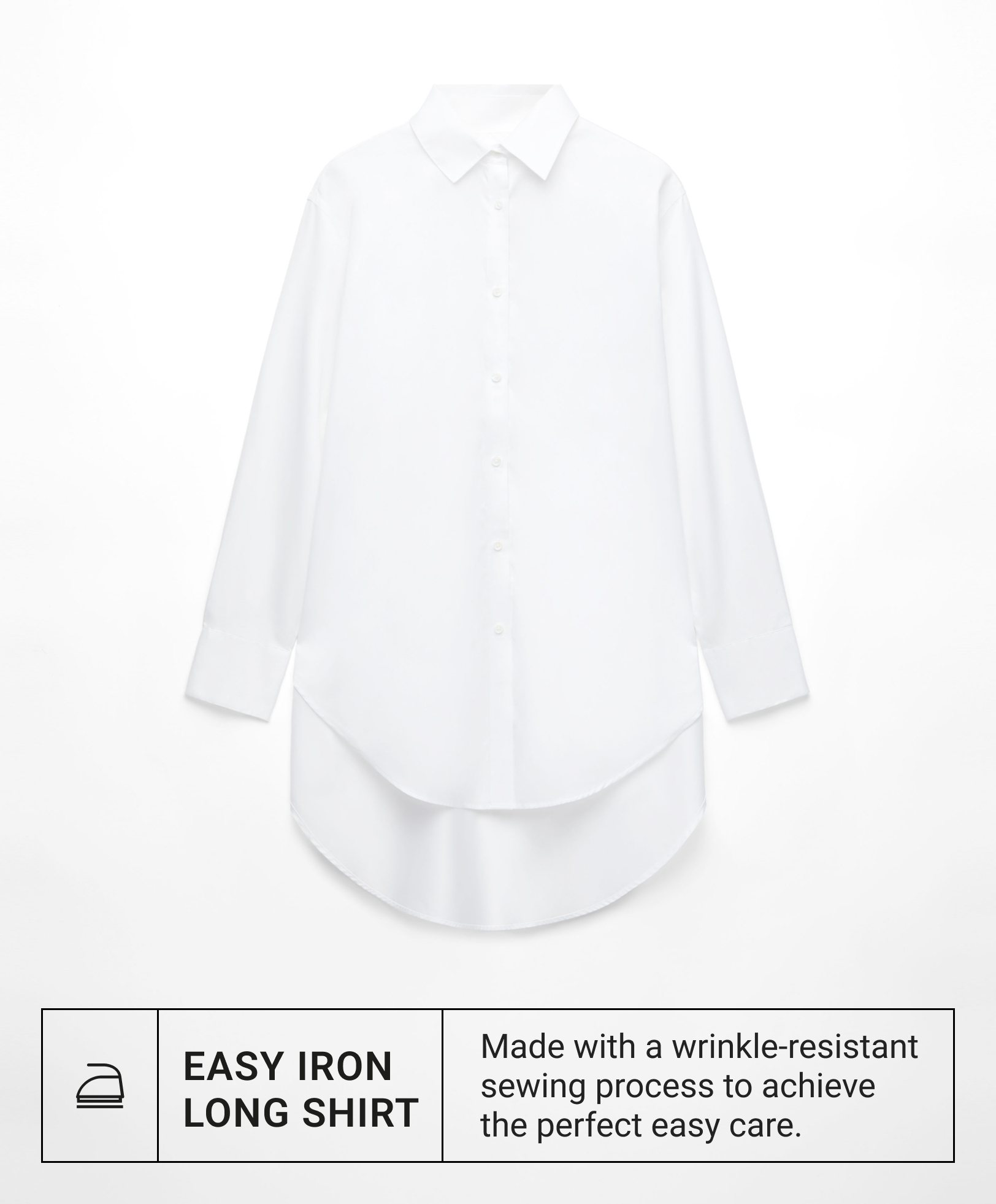 100% cotton easy iron long shirt