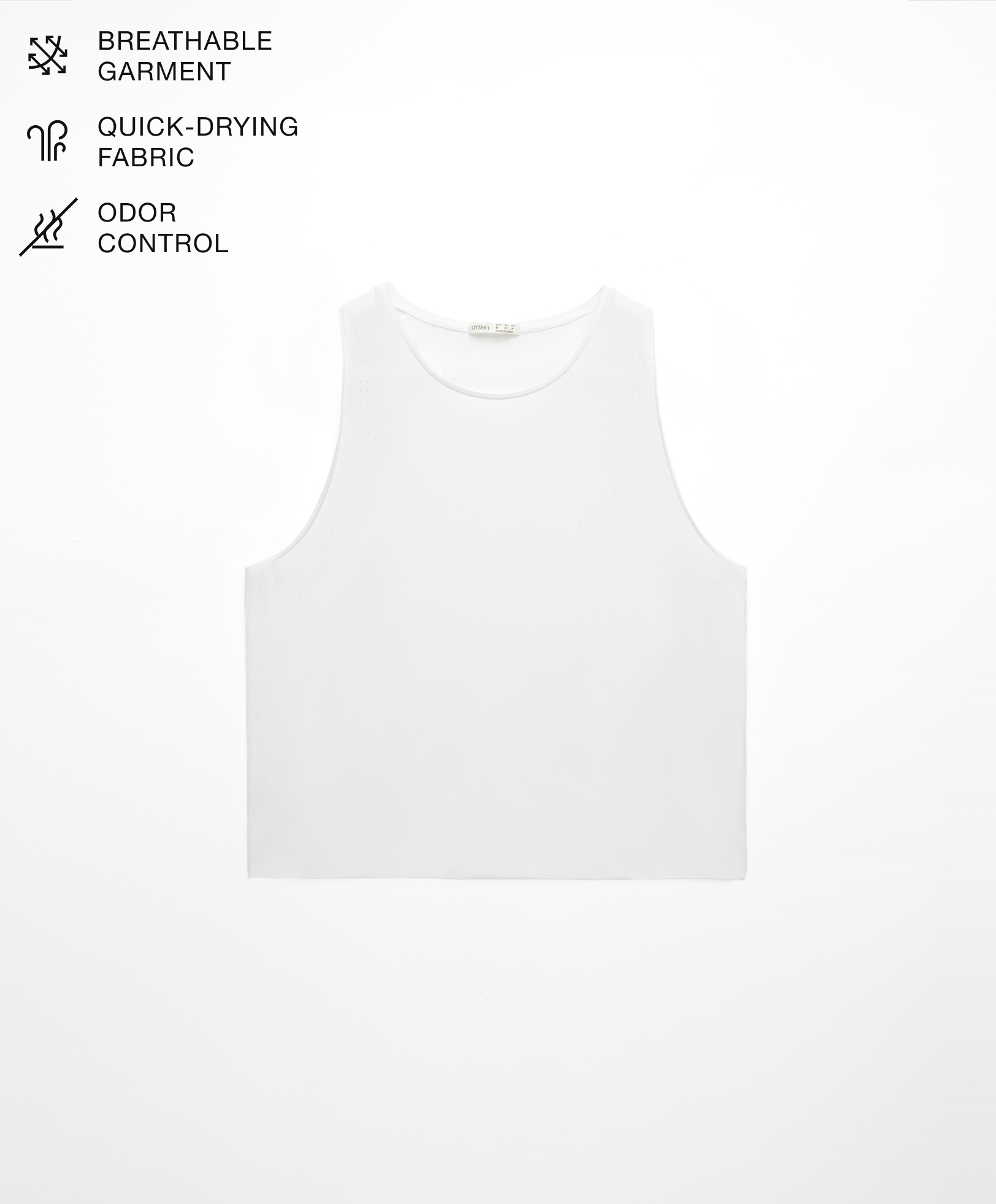 Microperforated technical sleeveless T-shirt