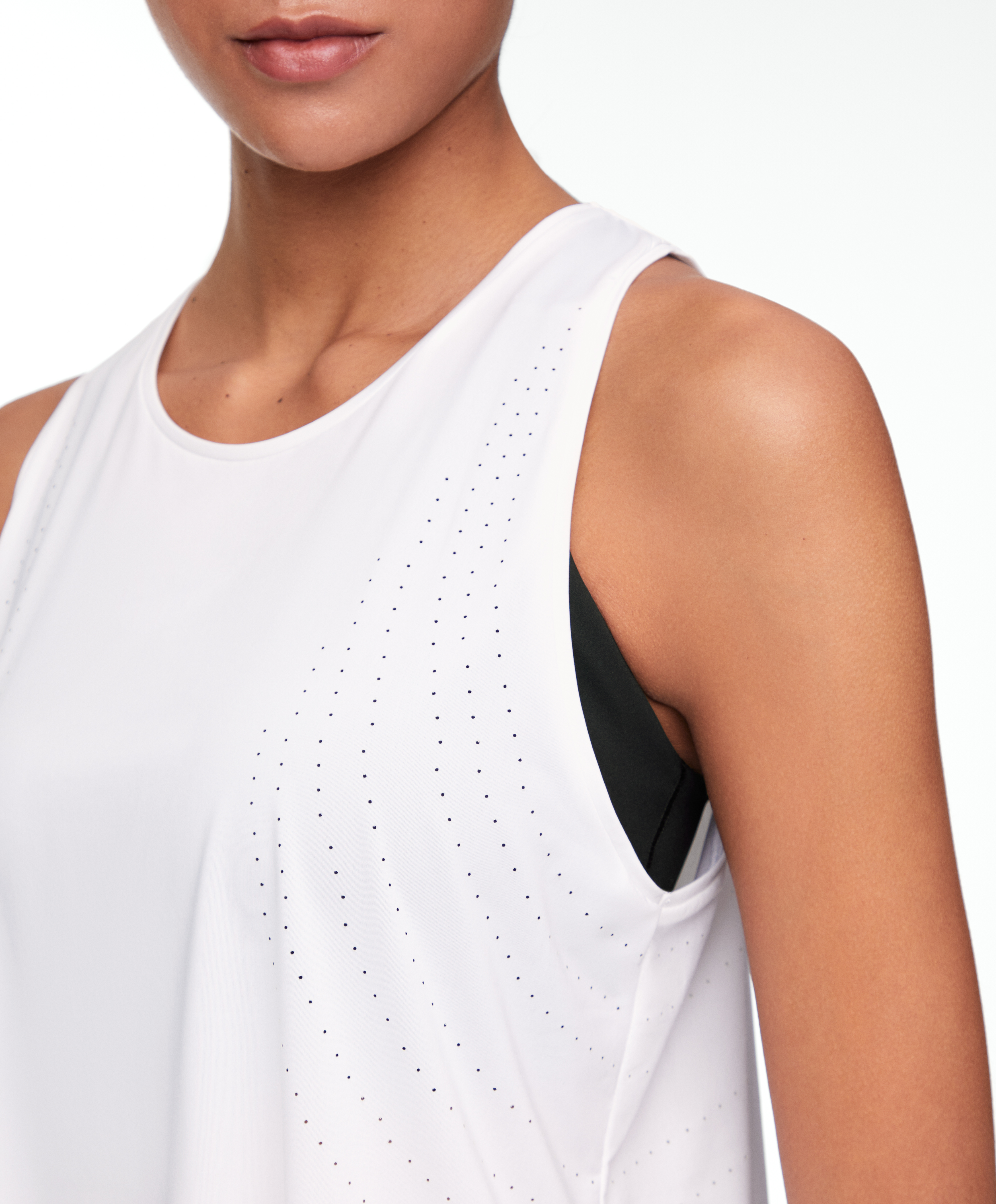 Microperforated technical sleeveless T-shirt