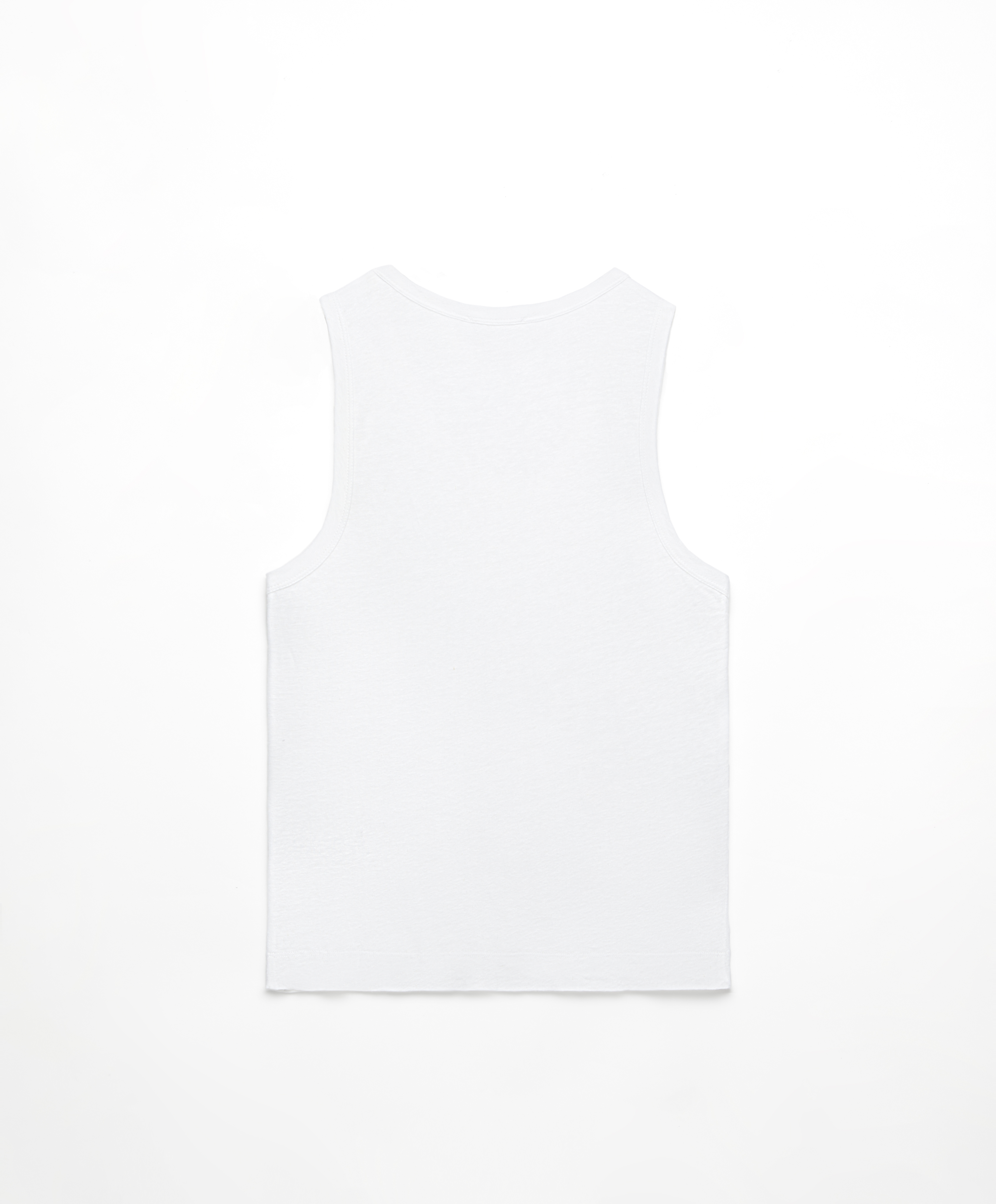 Sleeveless T shirt with linen