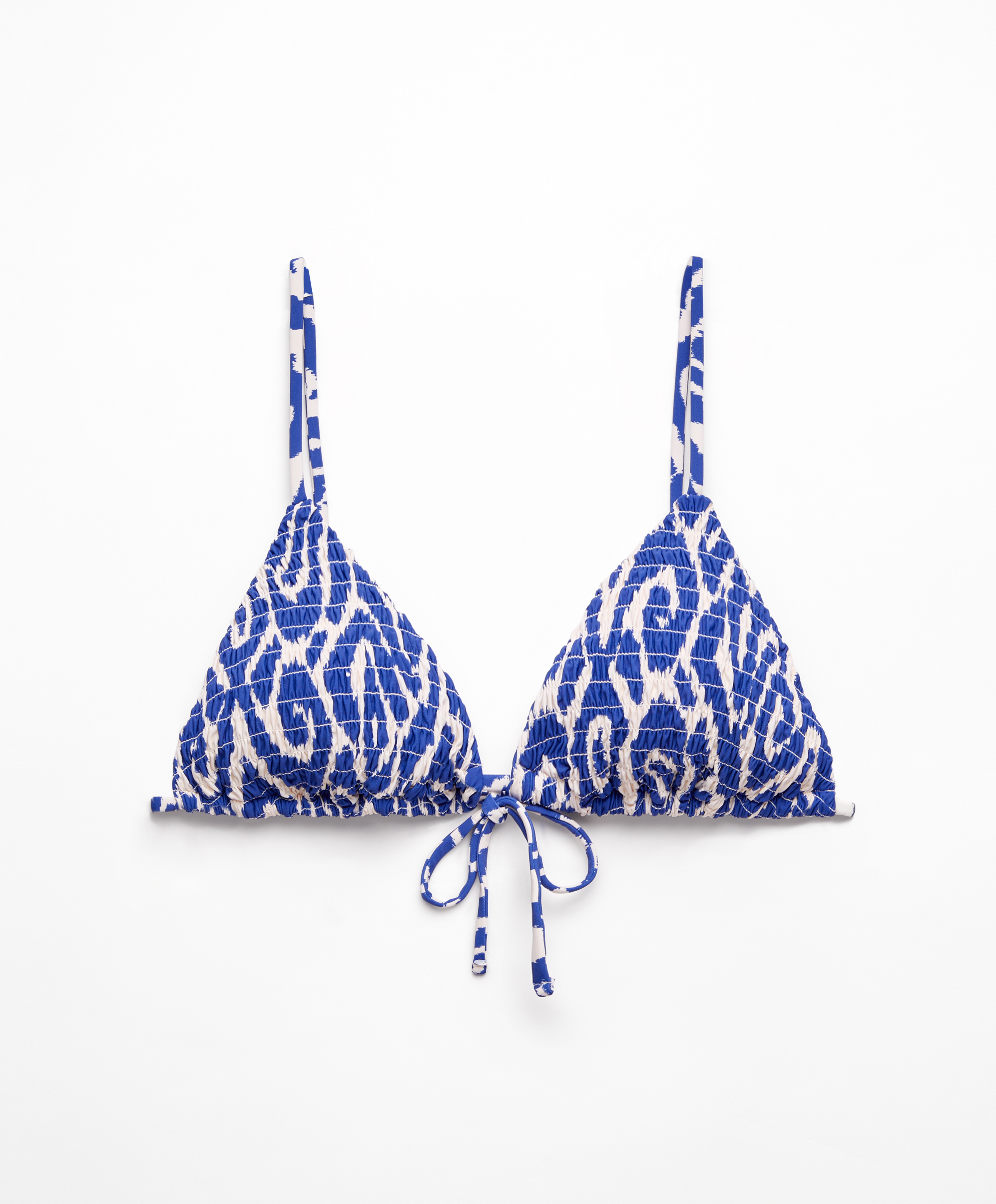 Smock-Triangel-Bikinioberteil mit Ornamente-Print