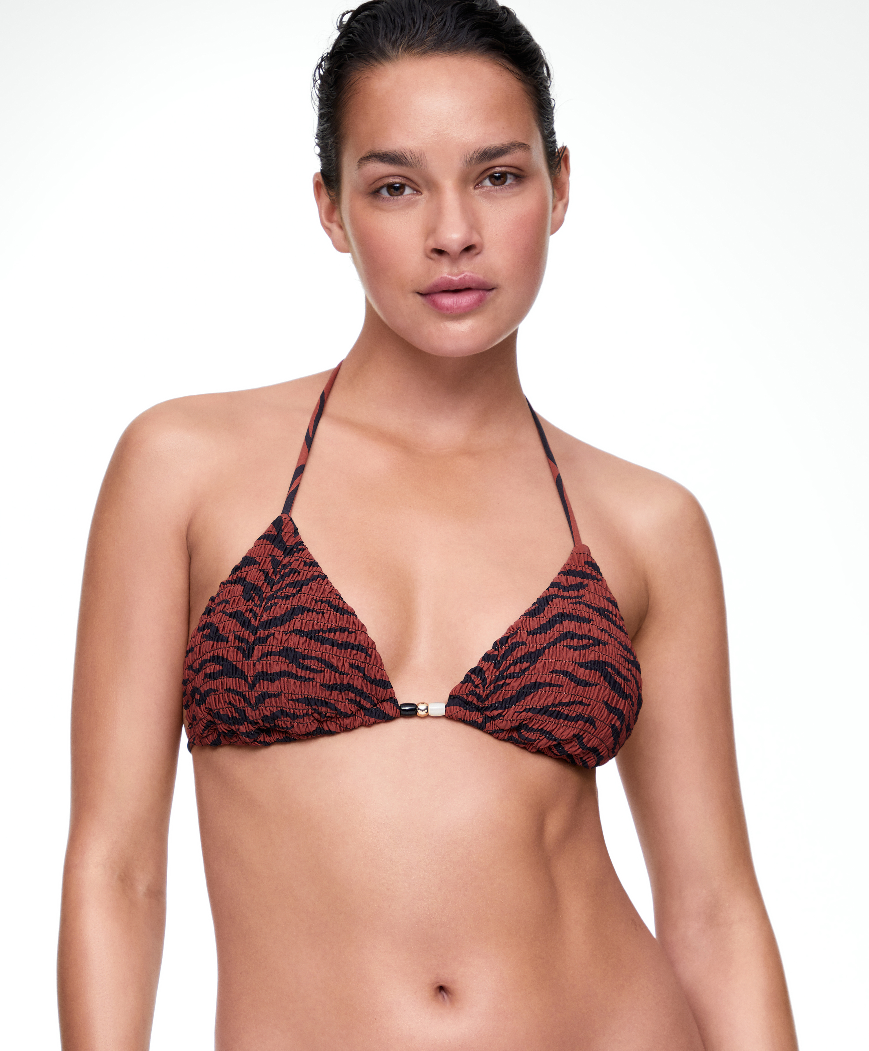 Smock triangle bikini top