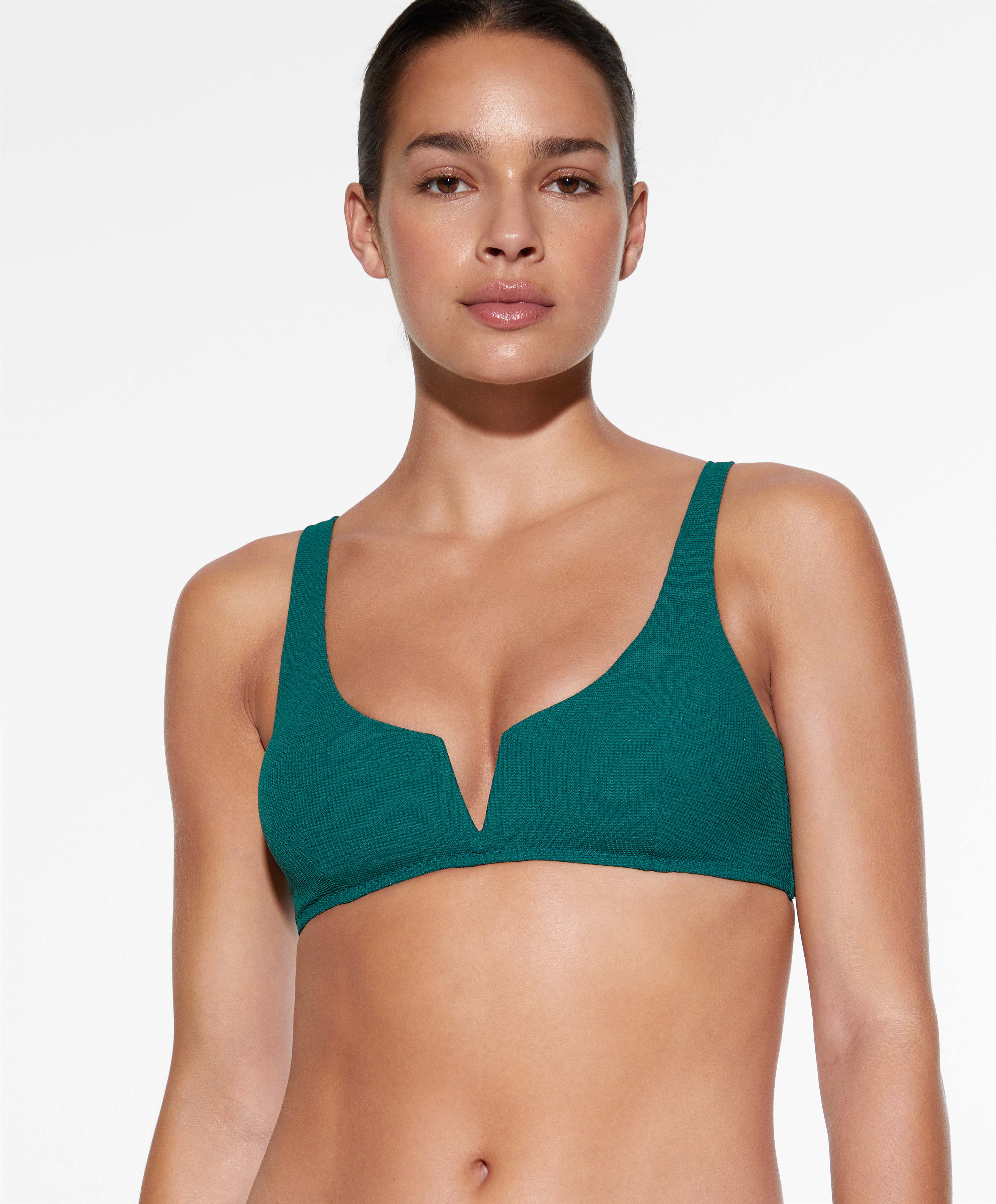 Piqu halterneck bikini top