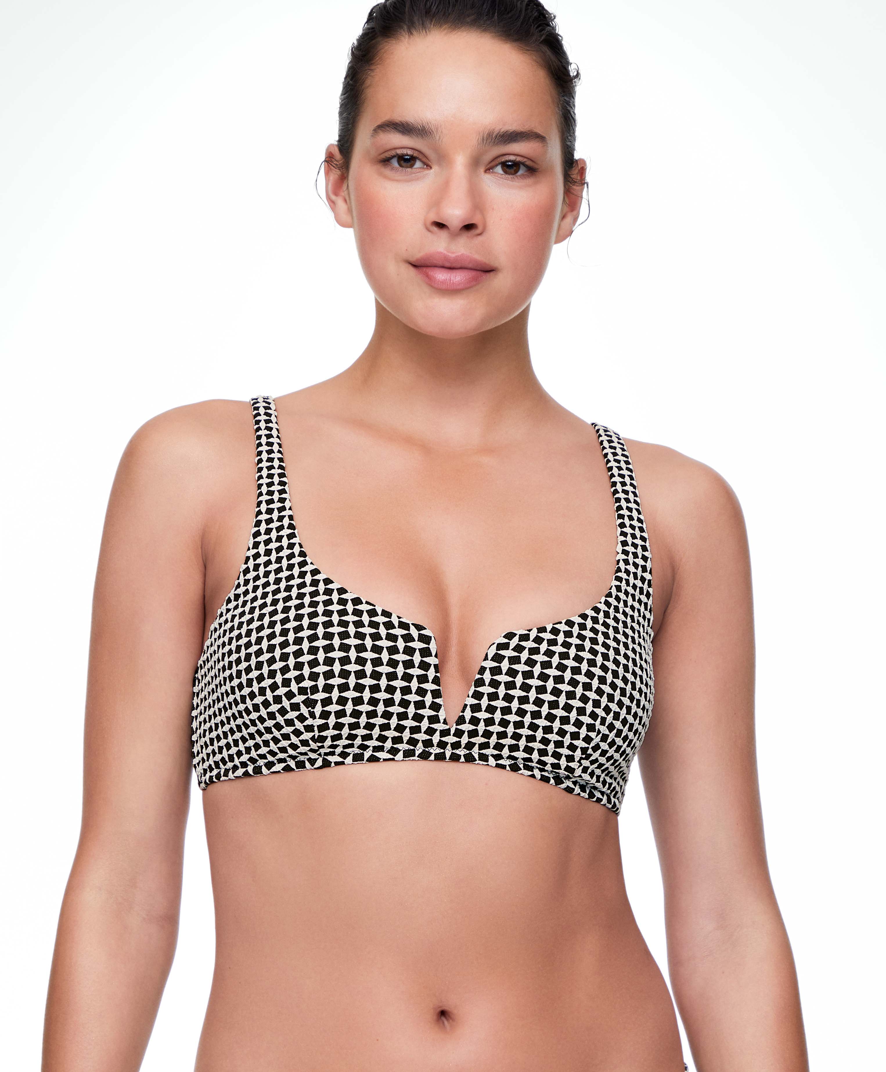 Mini geometric halter bikini top
