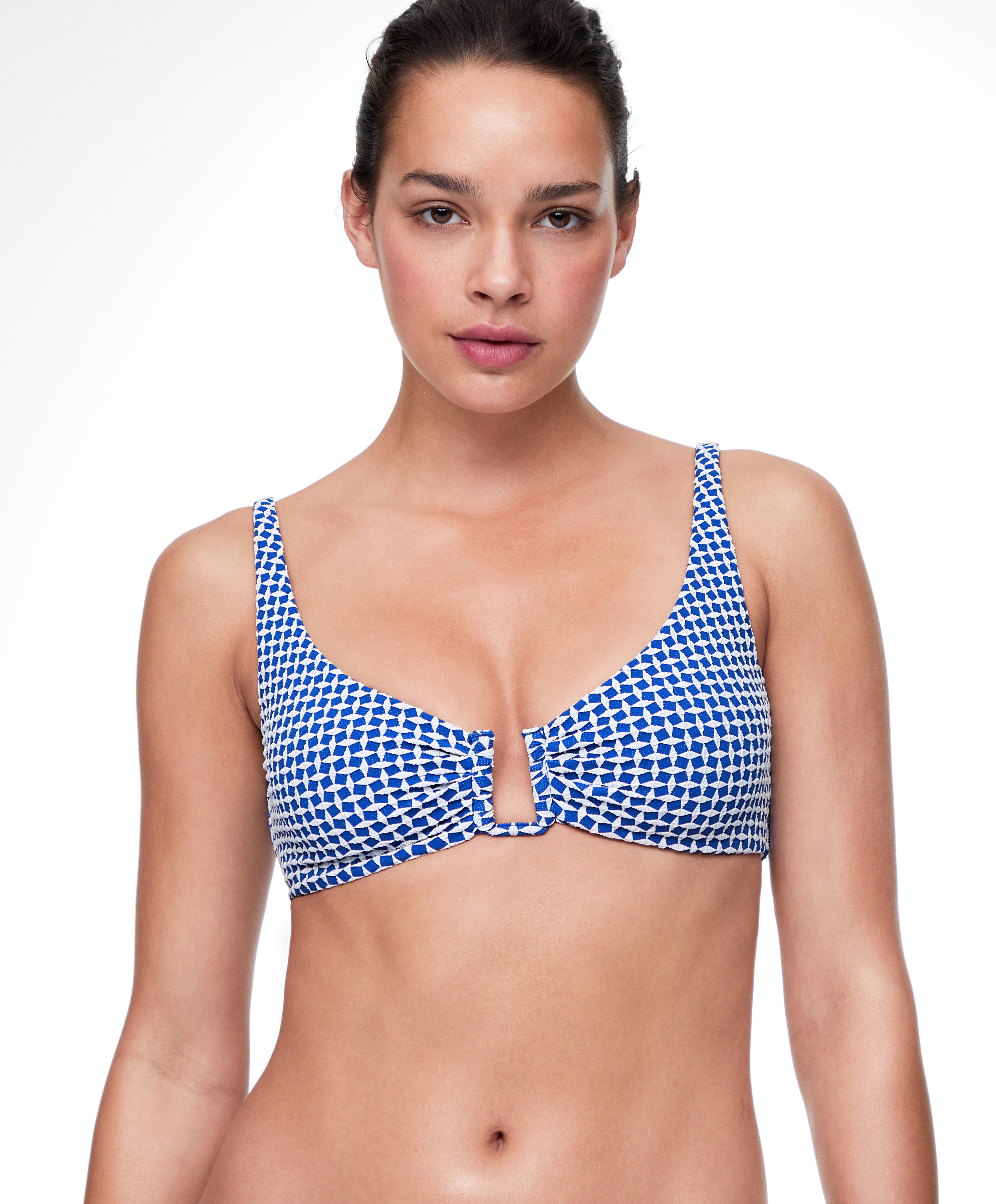 Mini geometric halter bikini top