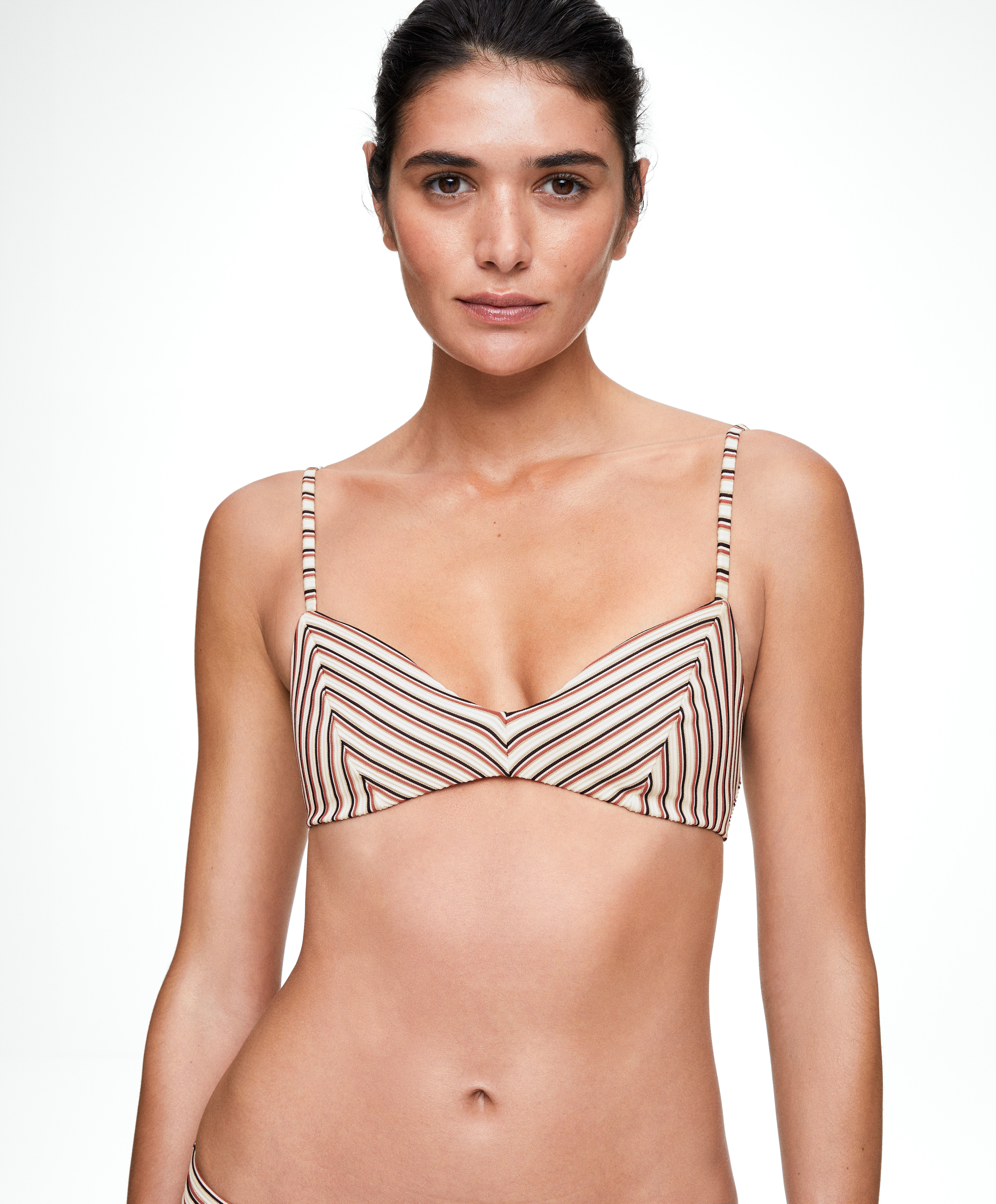 Textured stripe triangle bikini top